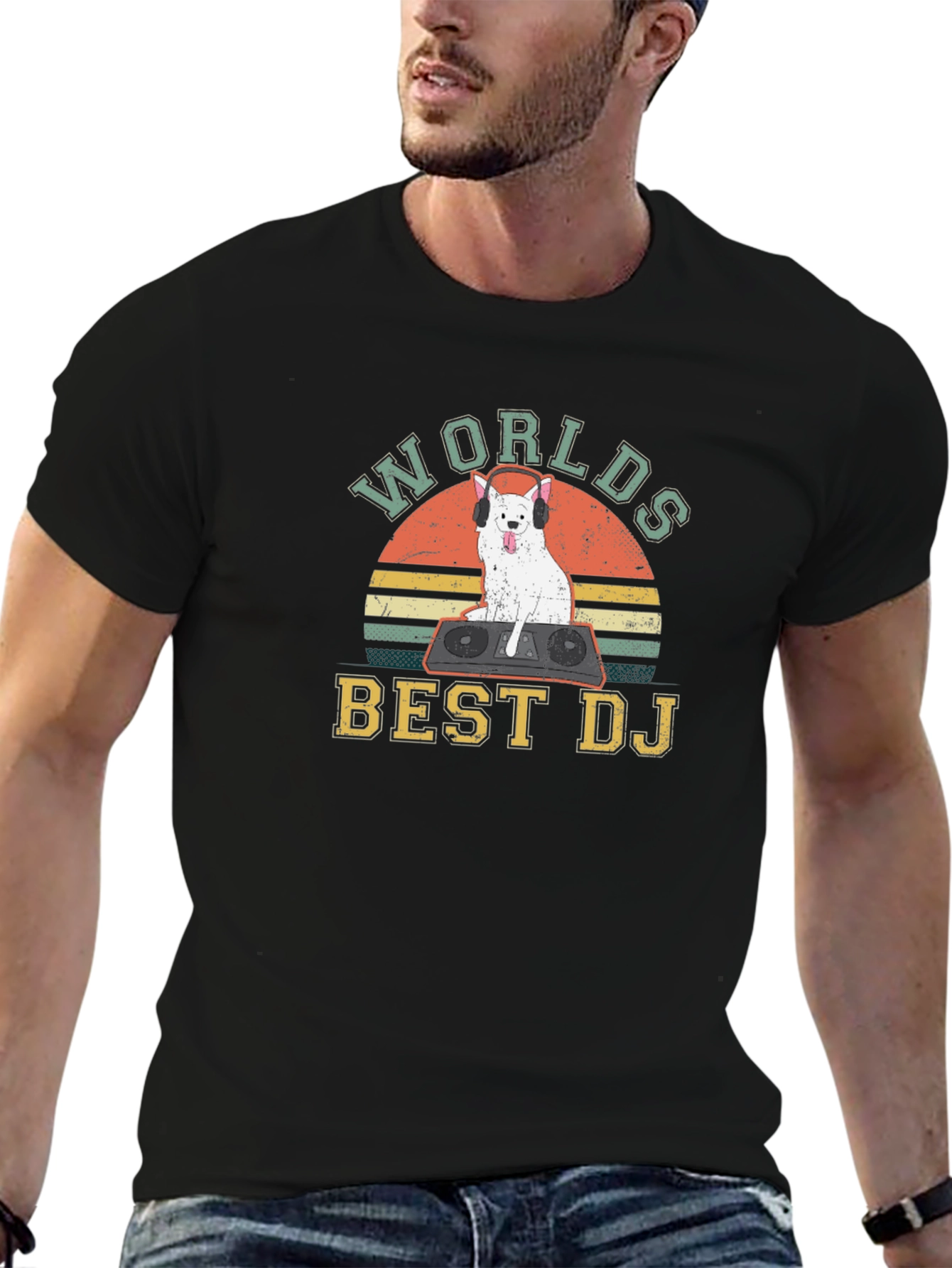 Worlds Best DJ Dog Graphic T-Shirt