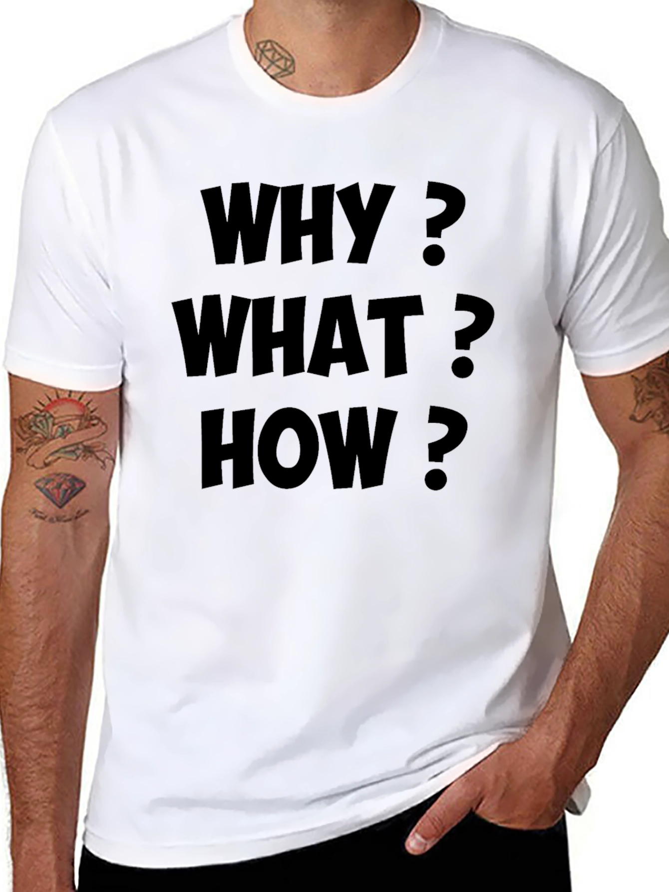 Why What How? Graphic Tee - Black Cotton T-Shirt