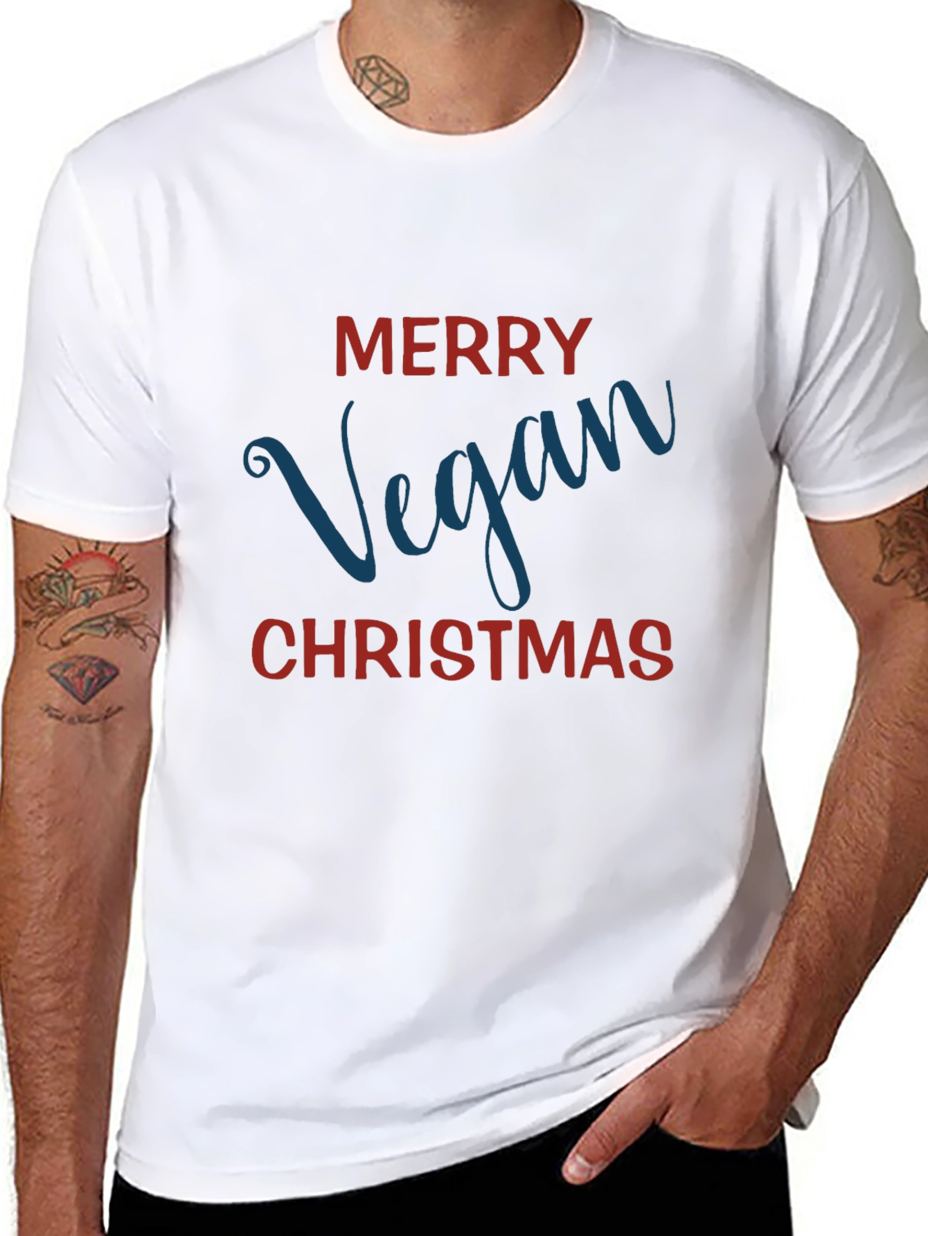 Merry Vegan Christmas Graphic T-Shirt