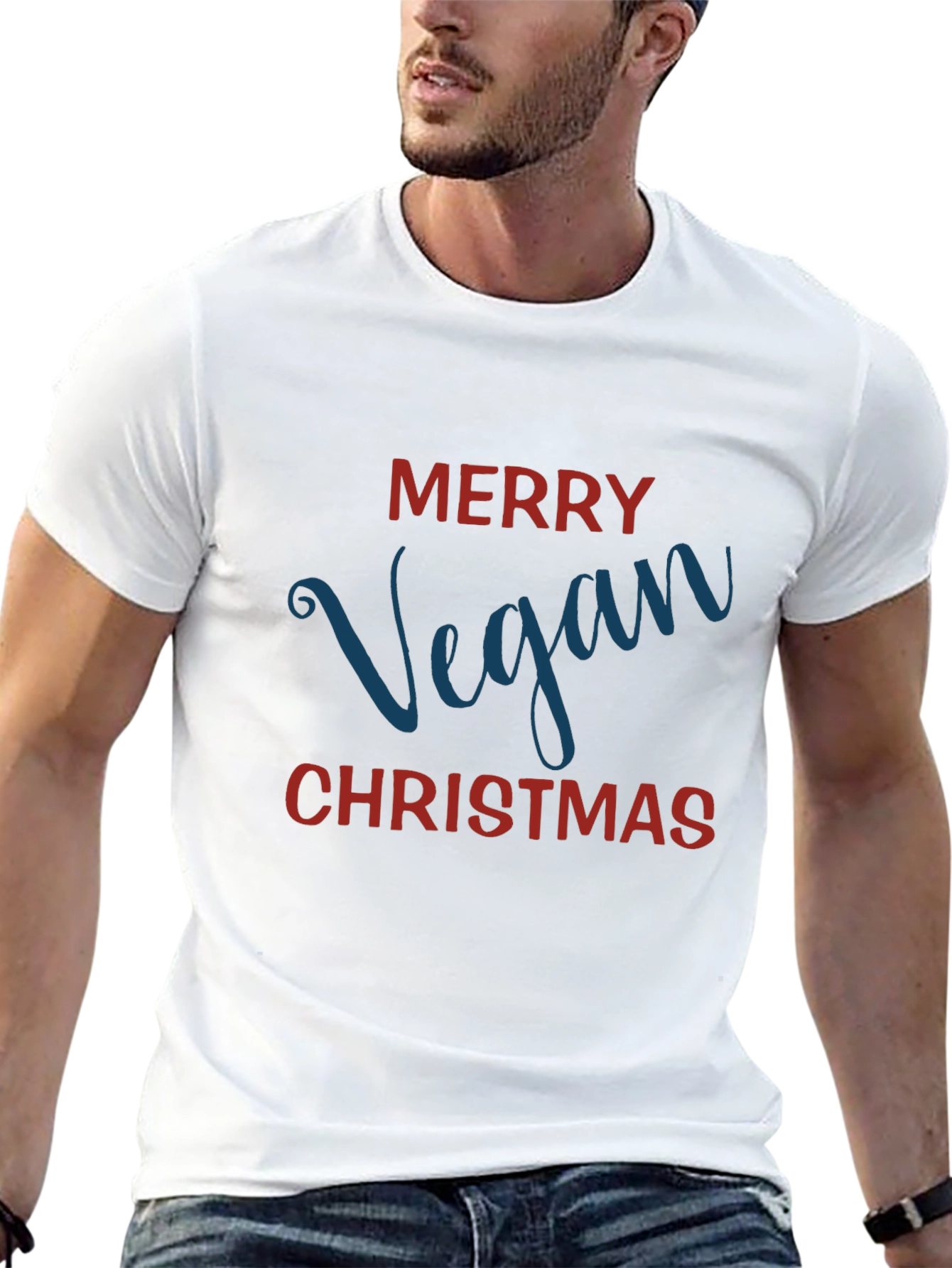 Merry Vegan Christmas Graphic T-Shirt