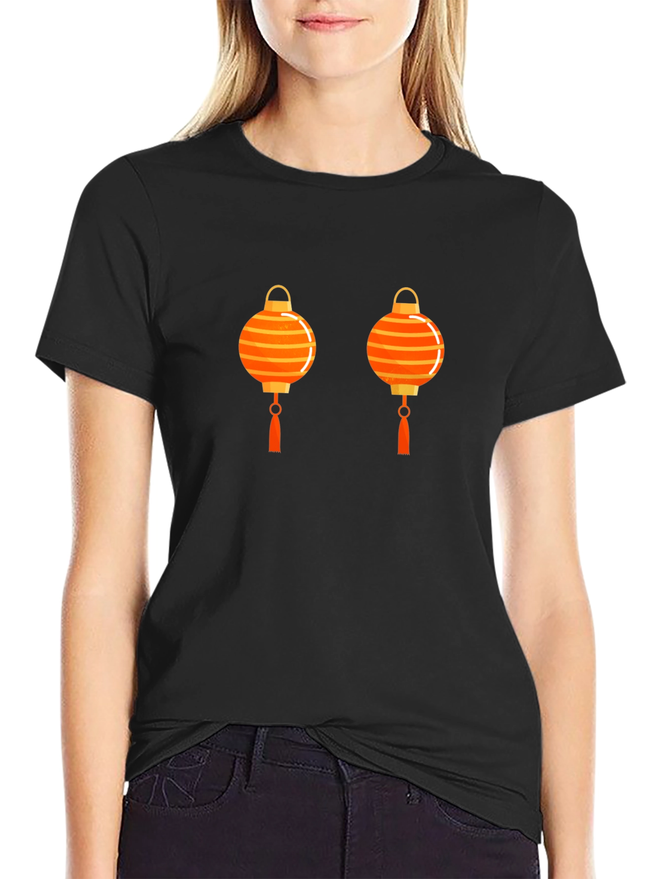 Lantern Graphic Tee - Casual Black T-Shirt
