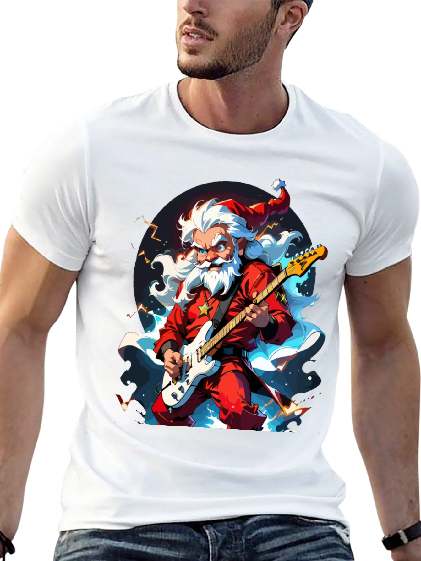 Rocking Santa Graphic Tee - Black