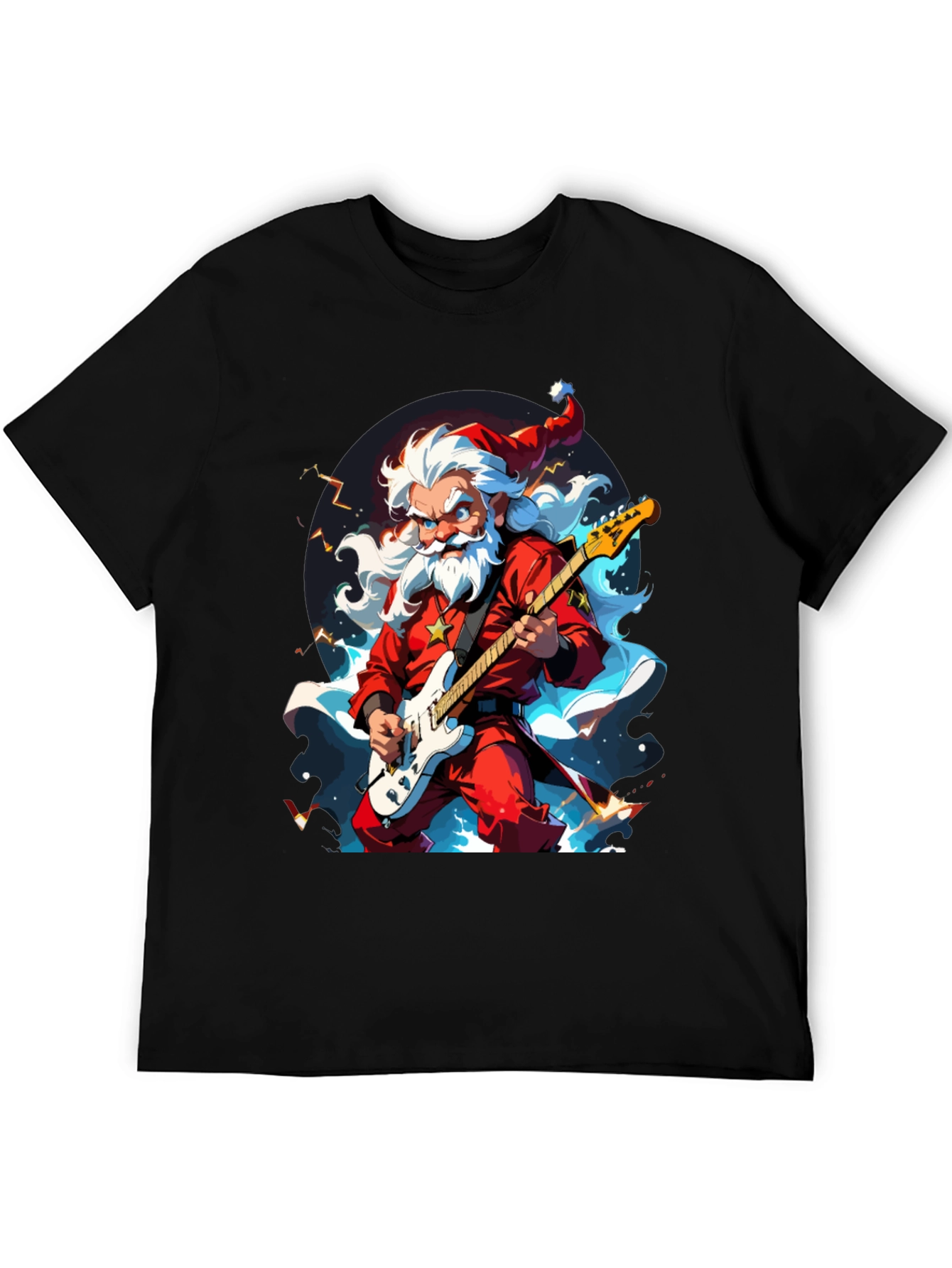 Rocking Santa Graphic Tee - Black