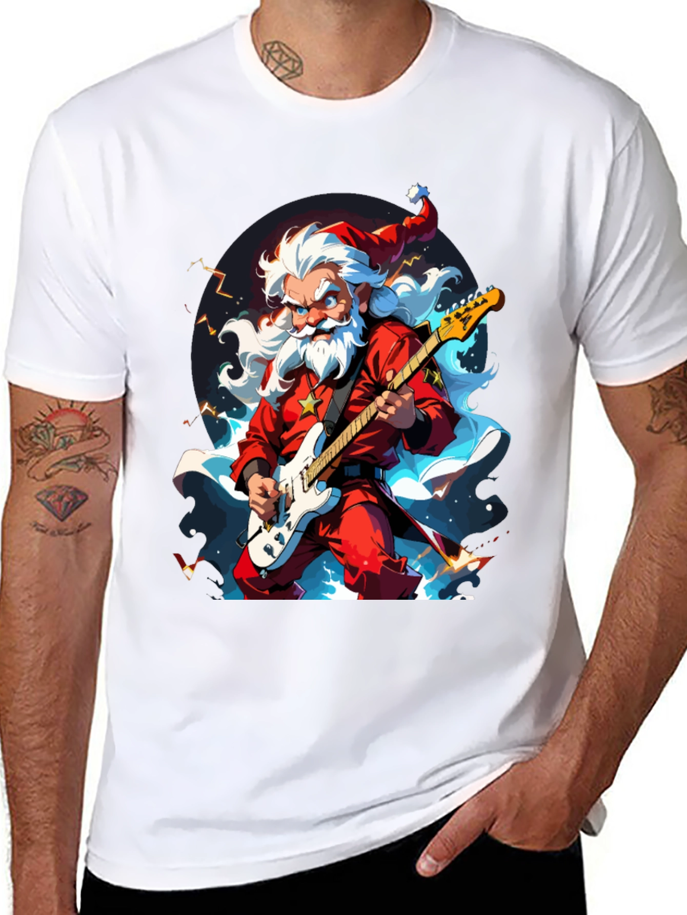Rocking Santa Graphic Tee - Black