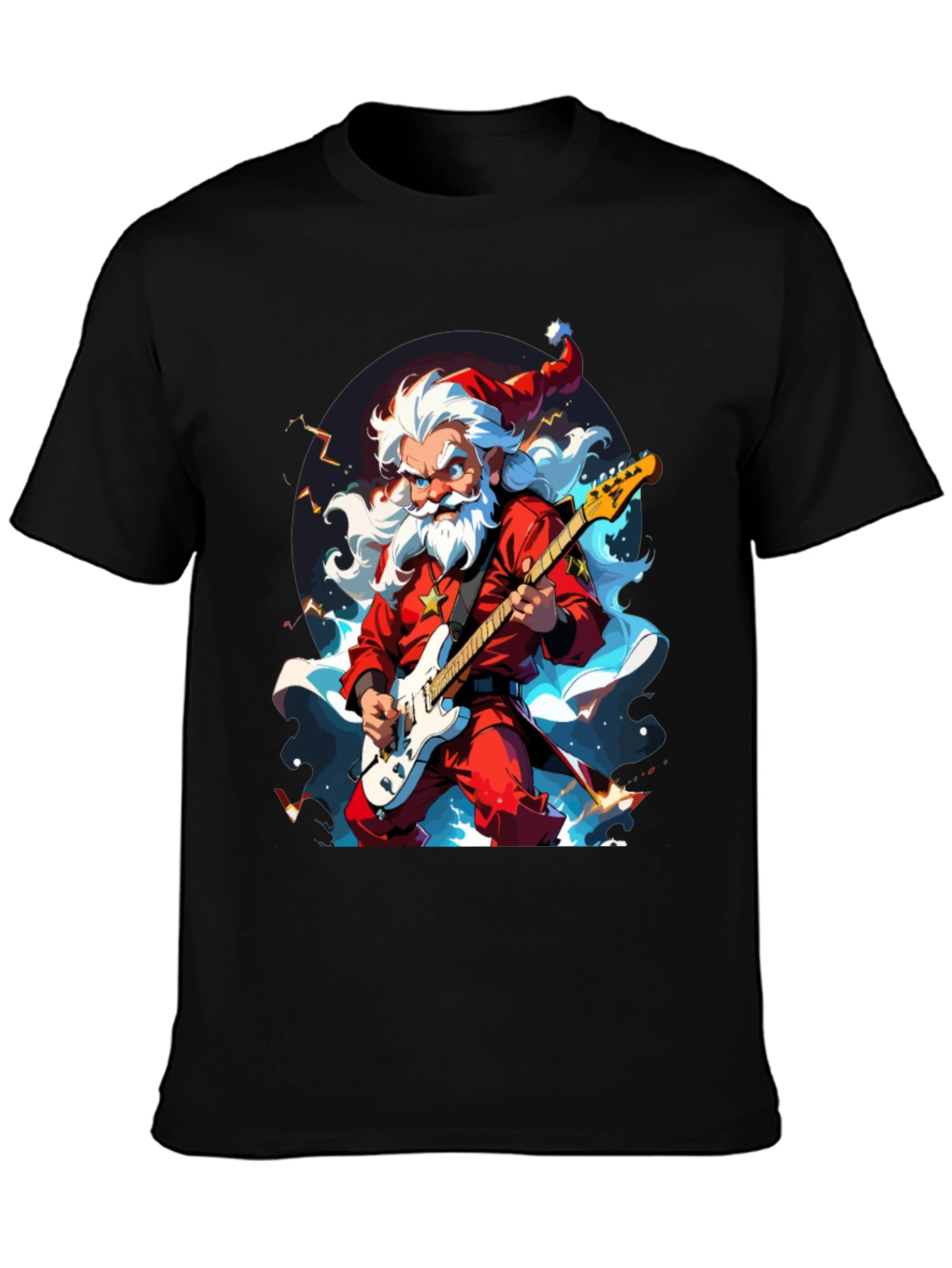 Rocking Santa Graphic Tee - Black