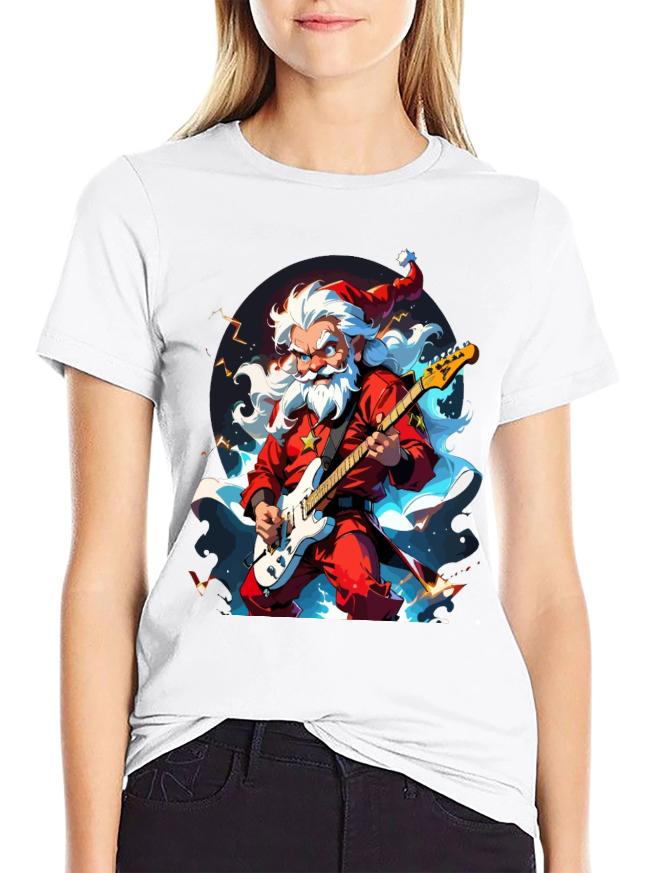 Rocking Santa Graphic Tee - Black