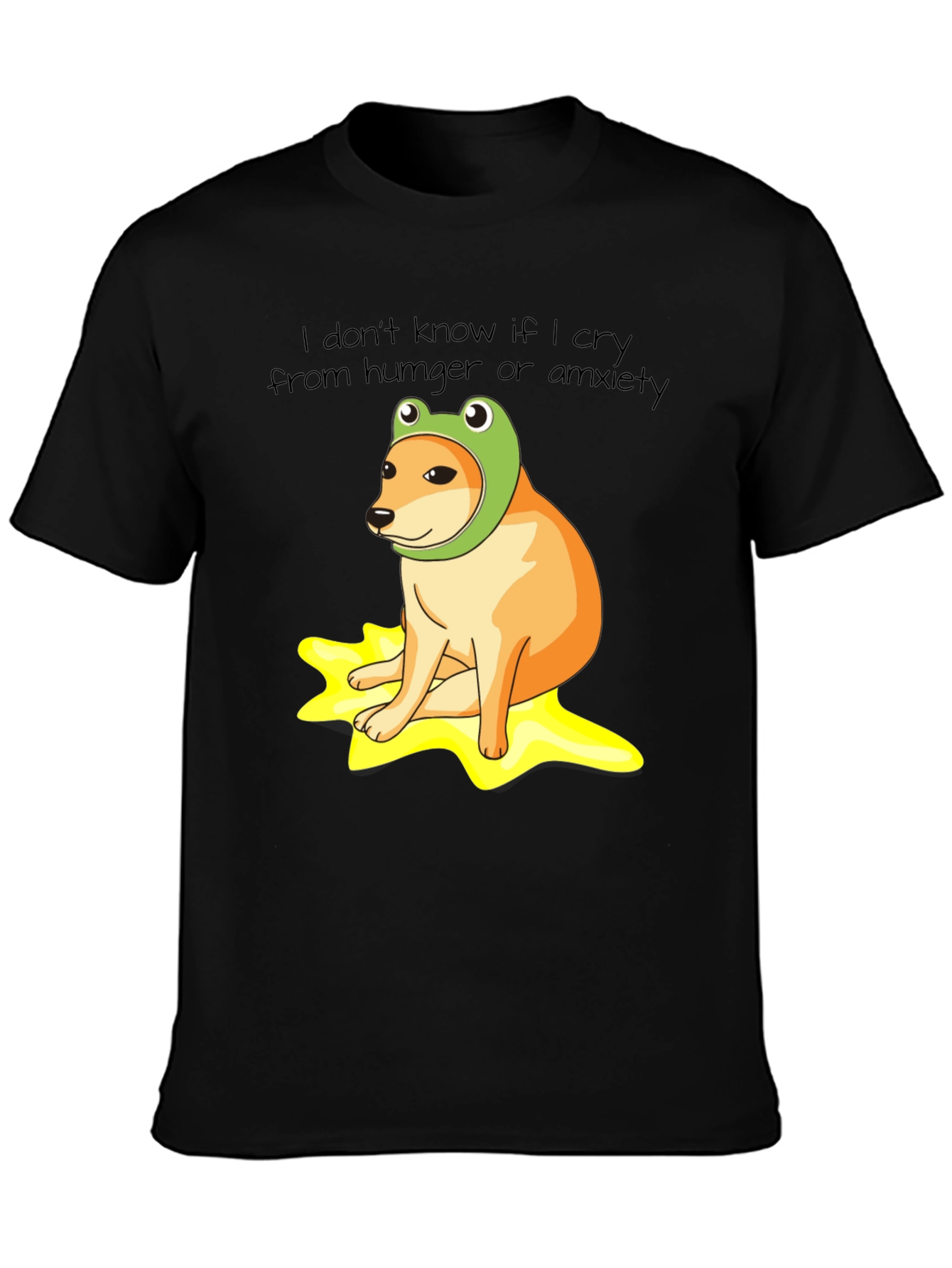 Frog Hat Doge Meme Black T-Shirt
