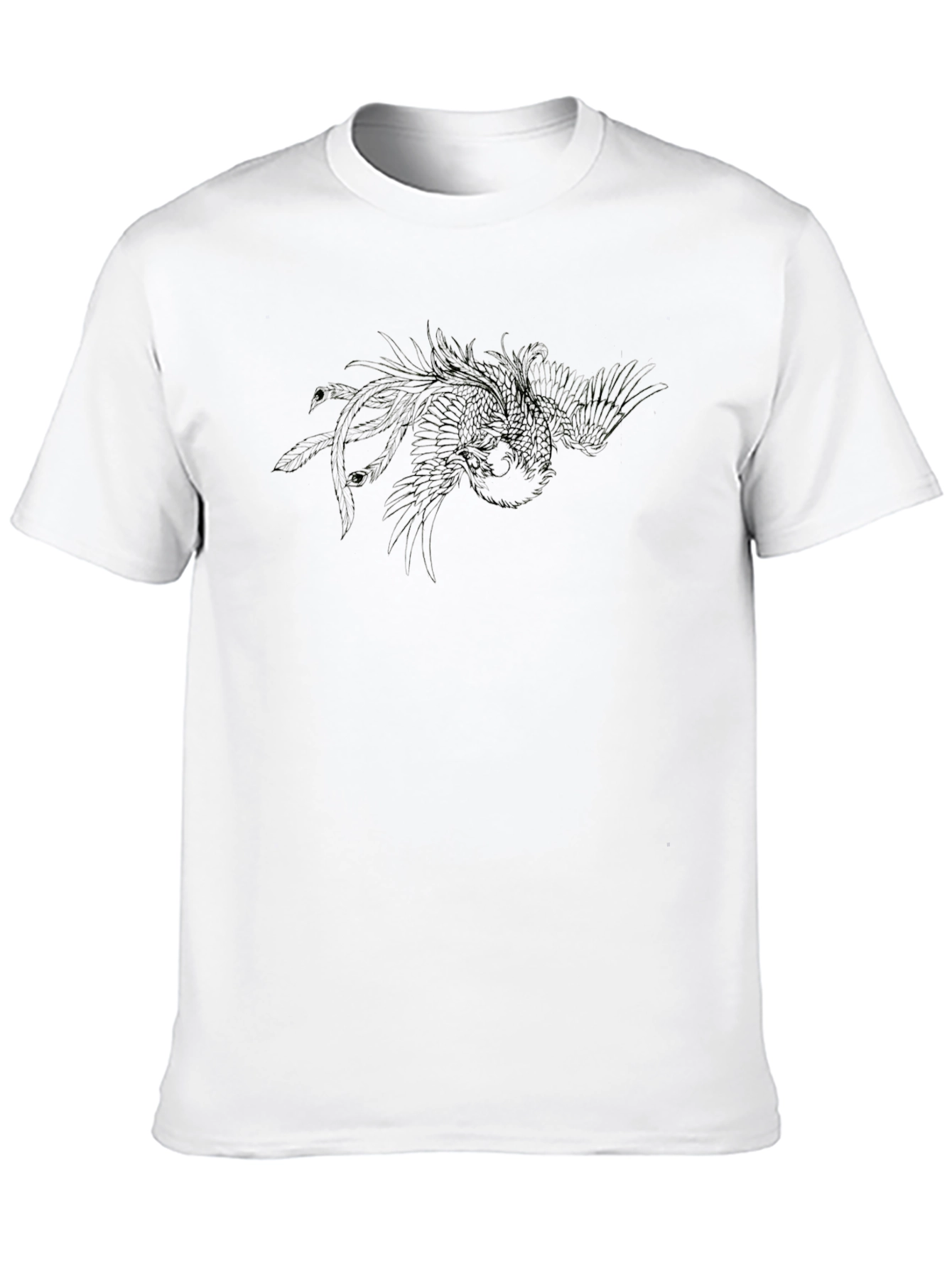 Black T-Shirt with Abstract Bird Design