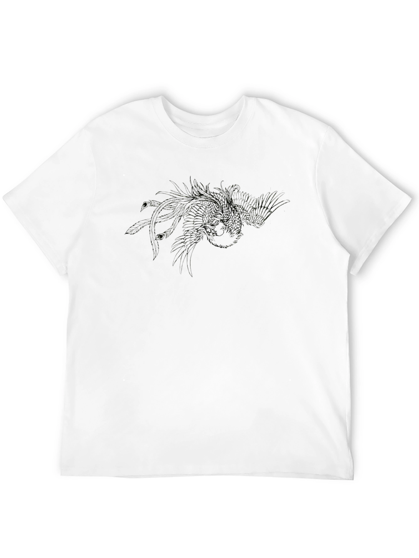 Black T-Shirt with Abstract Bird Design