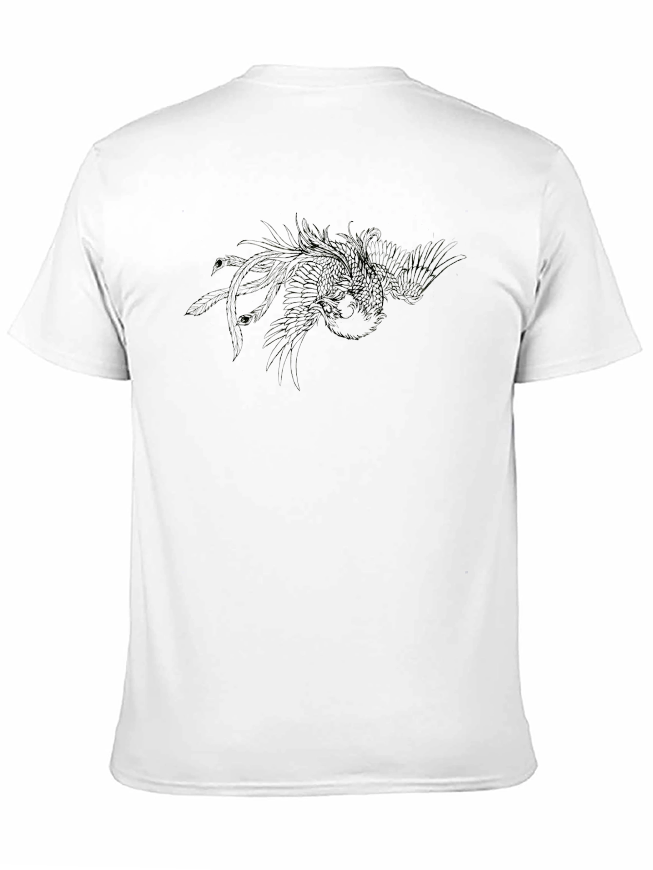 Black T-Shirt with Abstract Bird Design