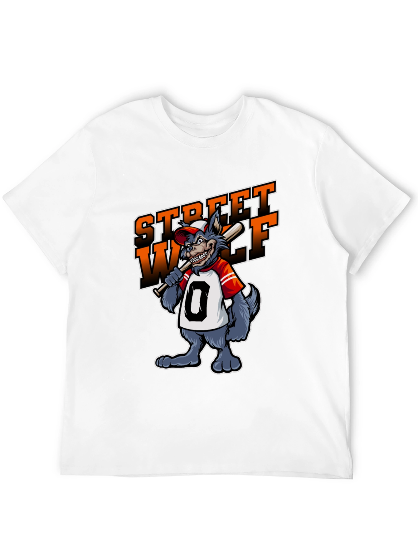 Street Wolf Graphic T-Shirt - Baseball Style