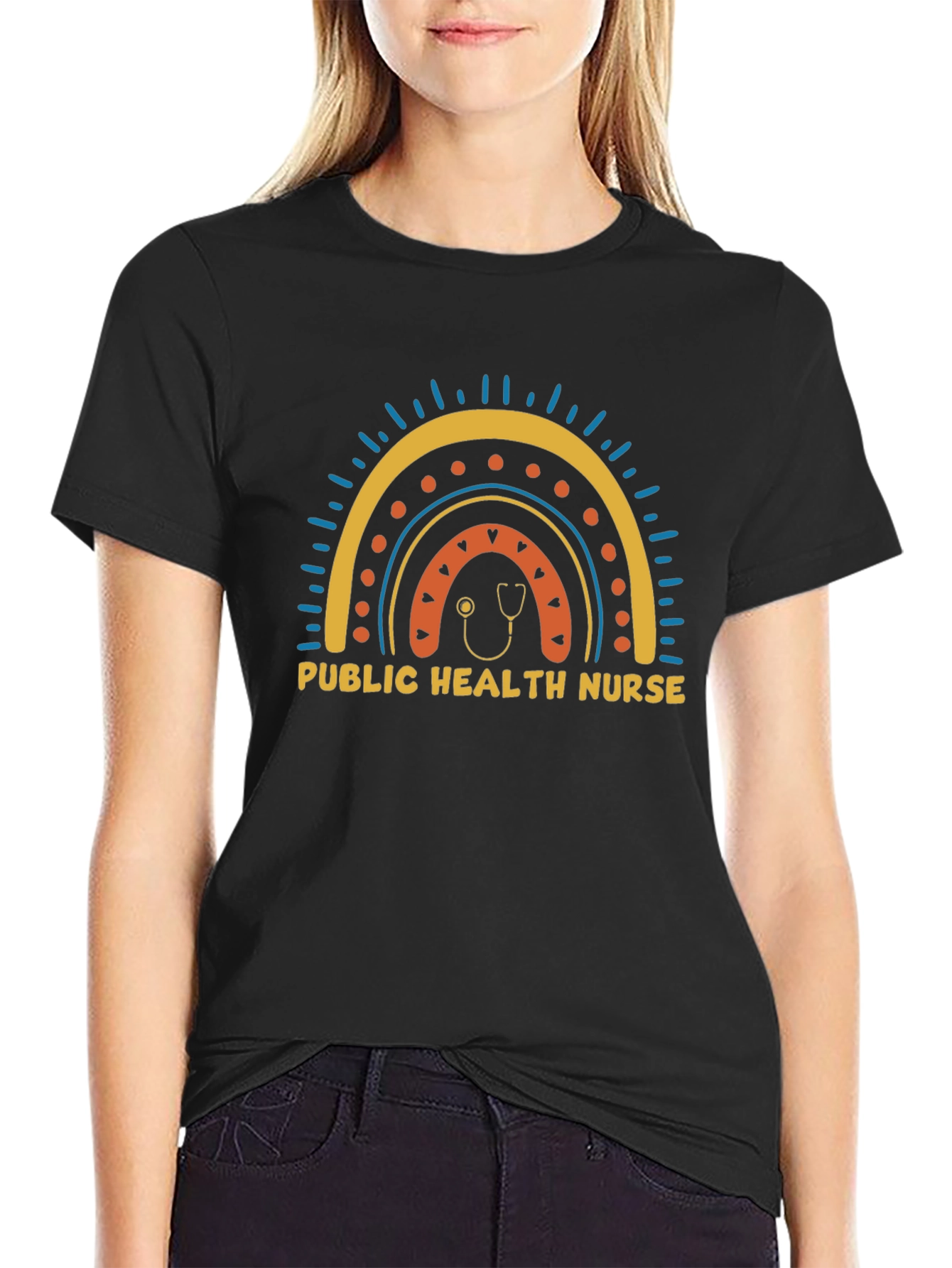 Public Health Nurse Rainbow Graphic T-Shirt