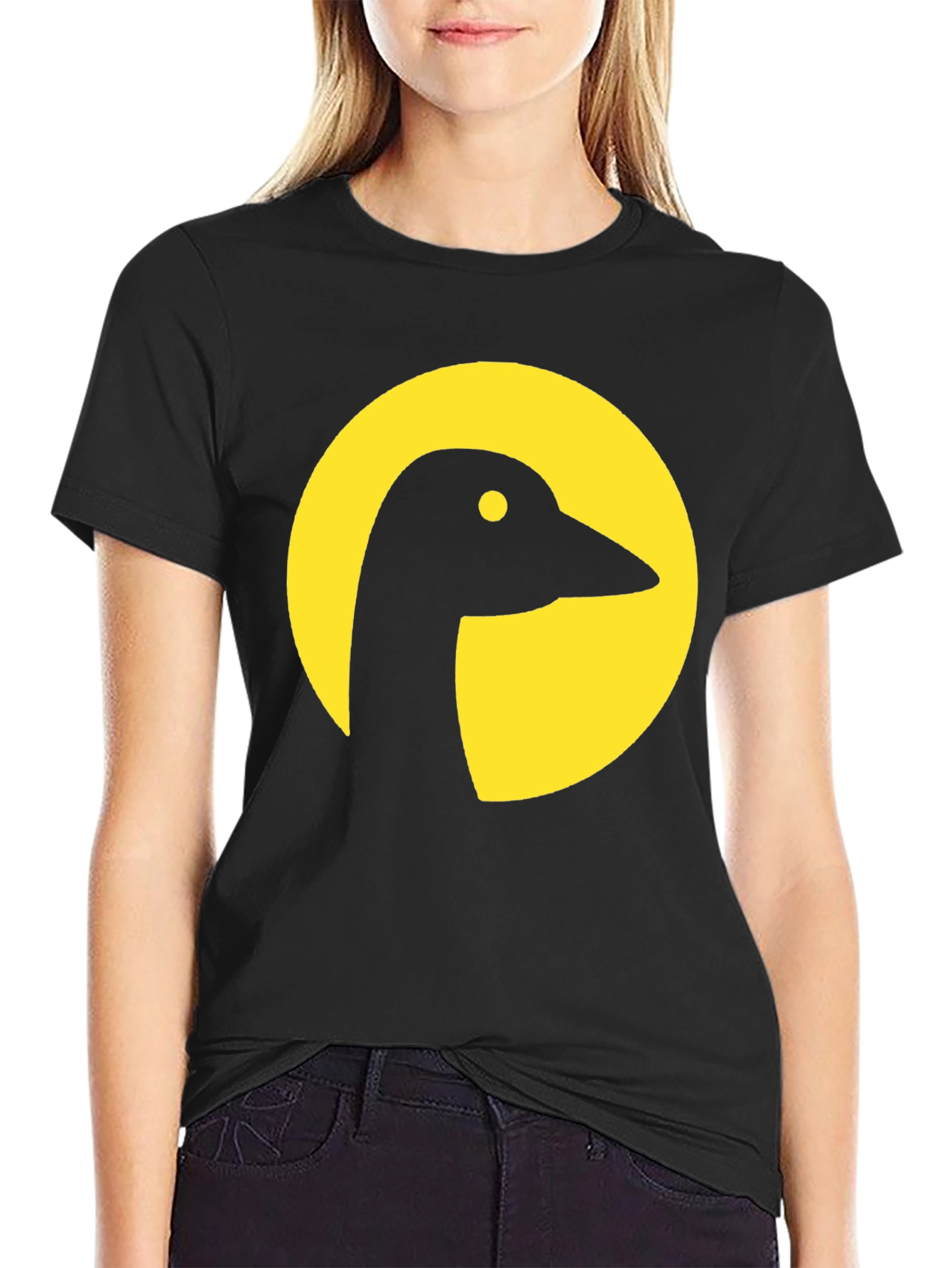 Goose Silhouette Graphic Tee - Black Cotton Blend