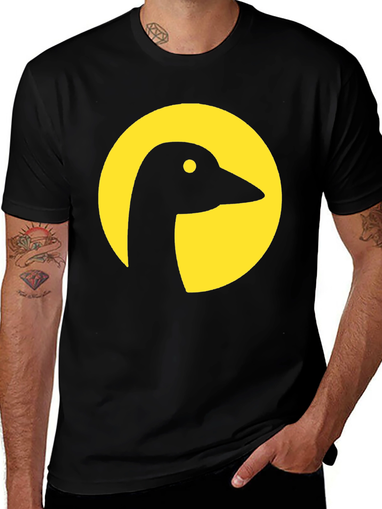 Goose Silhouette Graphic Tee - Black Cotton Blend
