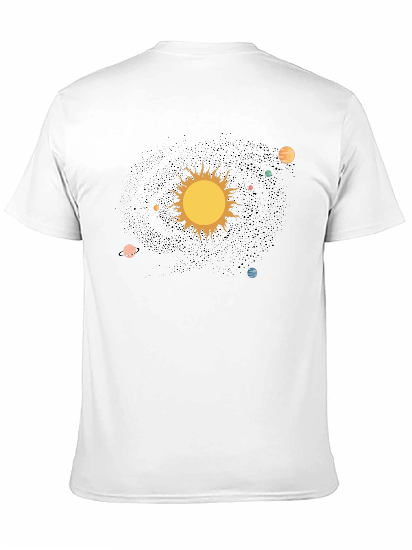 Solar System Graphic Print Black T-Shirt