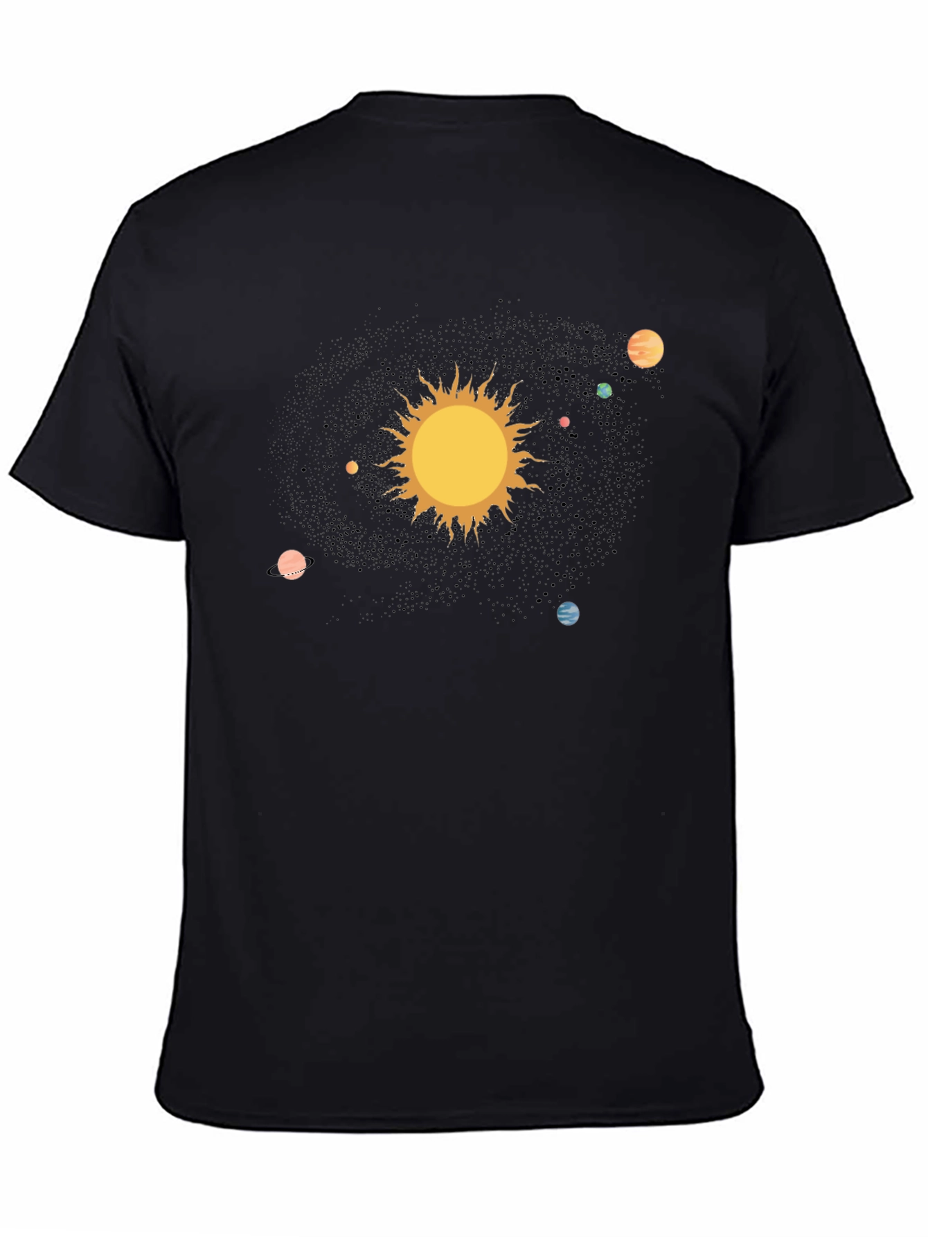 Solar System Graphic Print Black T-Shirt