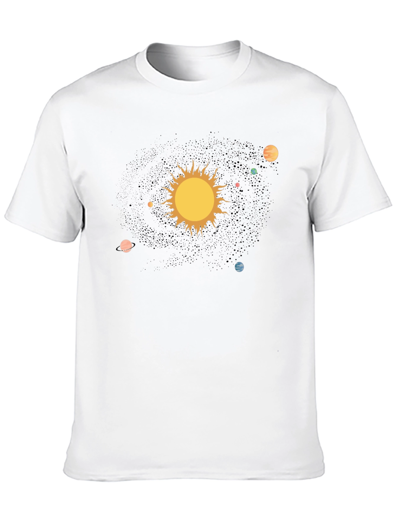 Solar System Graphic Print Black T-Shirt