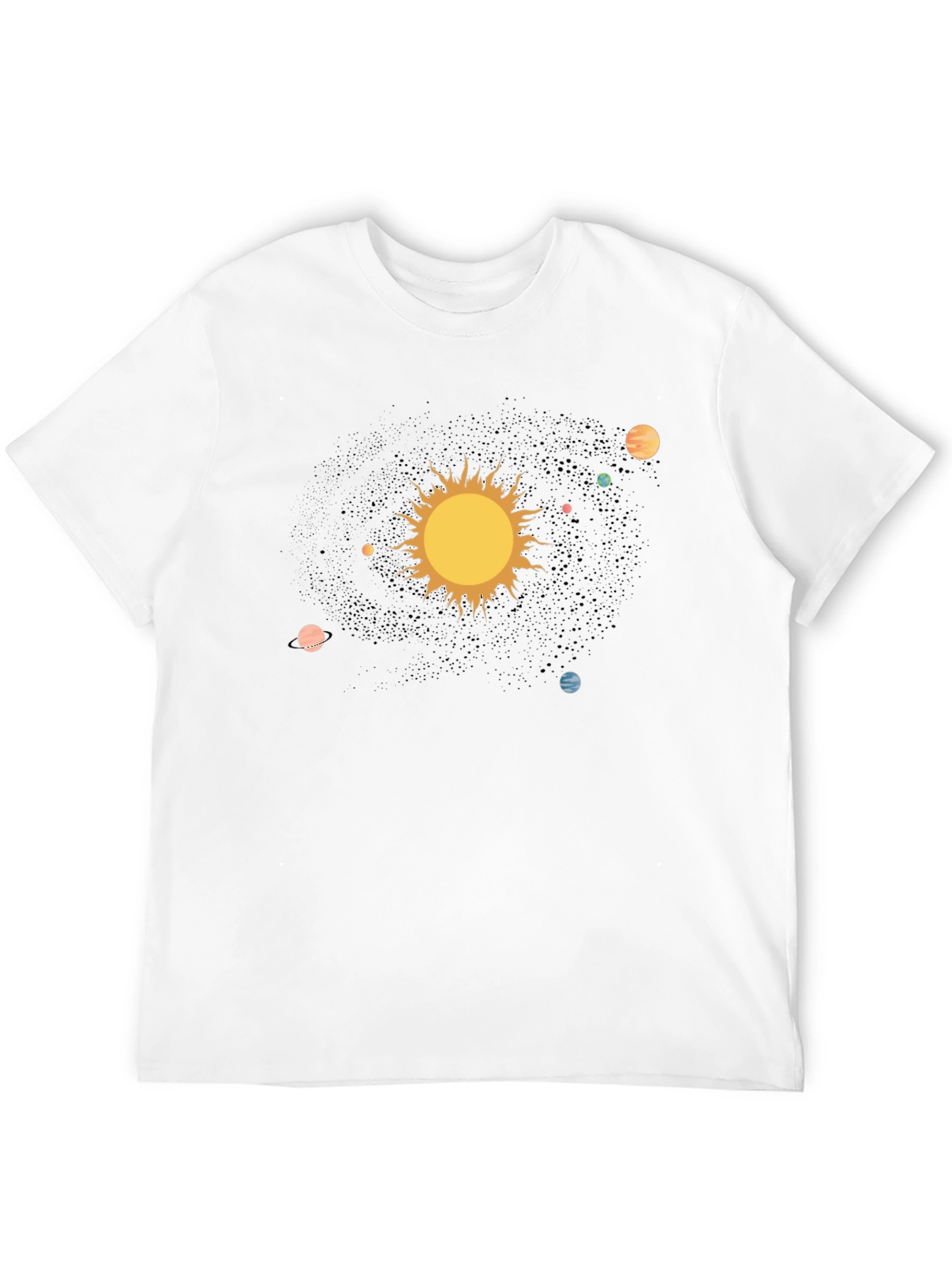 Solar System Graphic Print Black T-Shirt