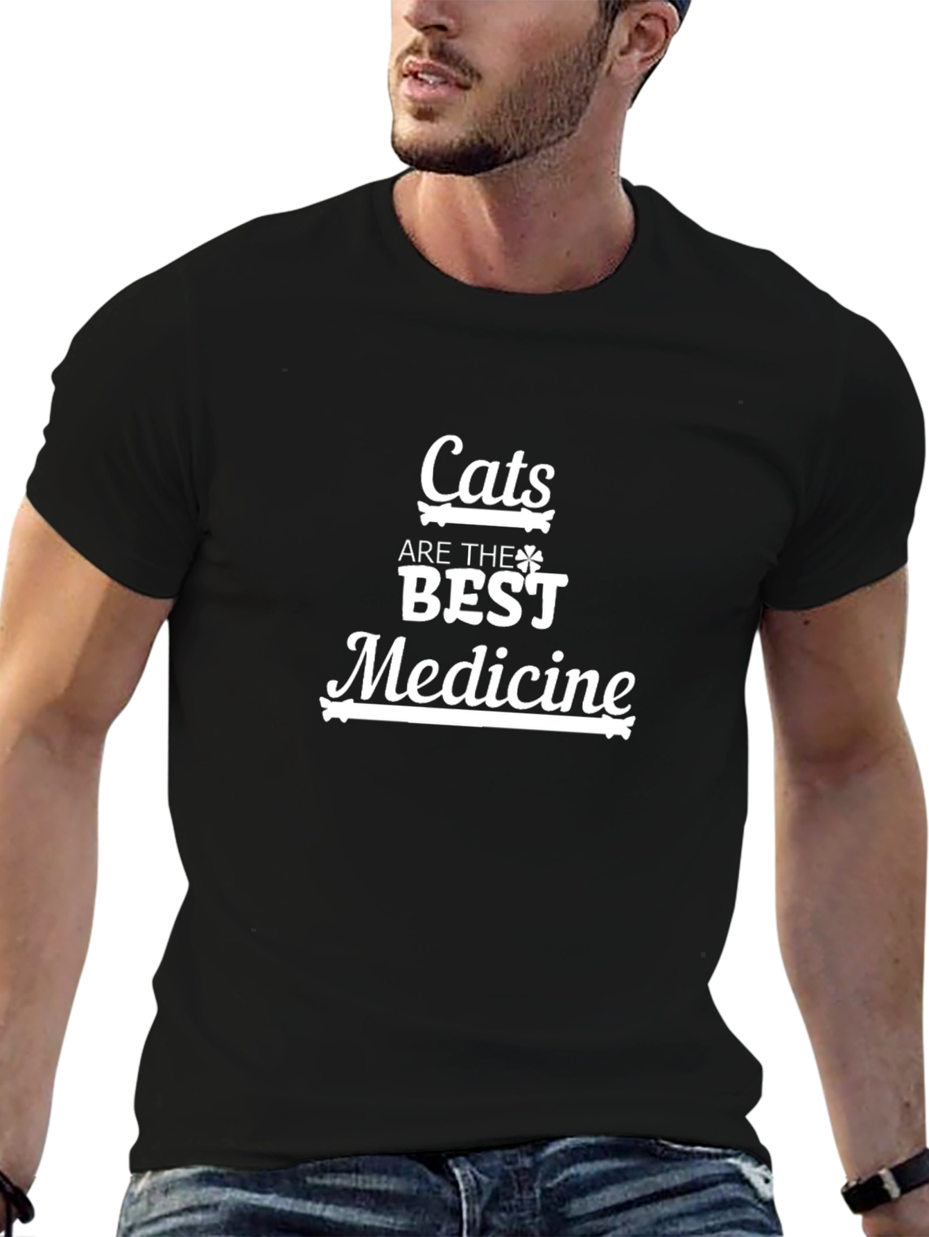 Cats are the Best Medicine Black T-Shirt