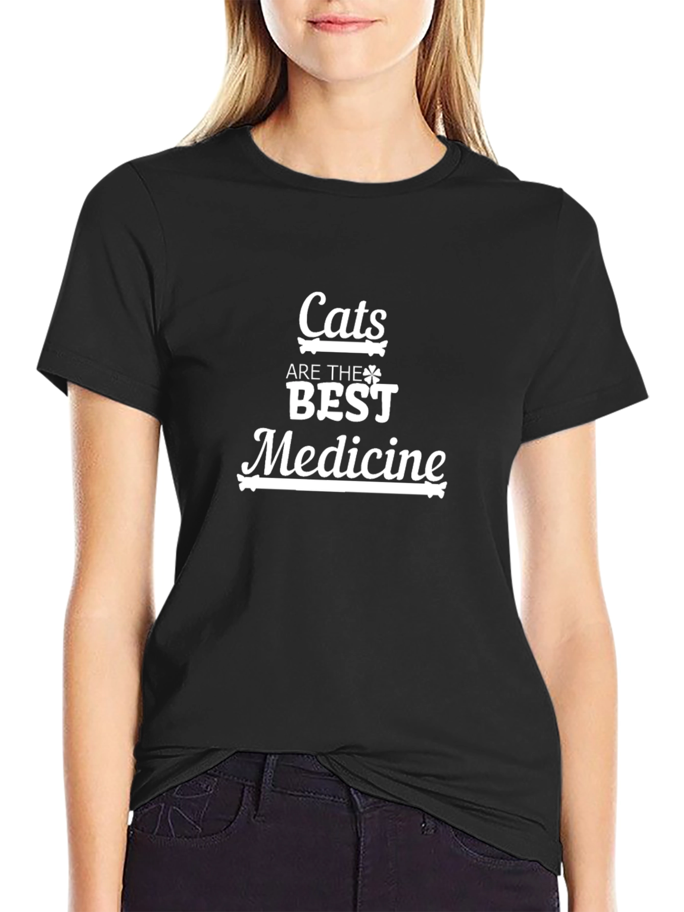 Cats are the Best Medicine Black T-Shirt