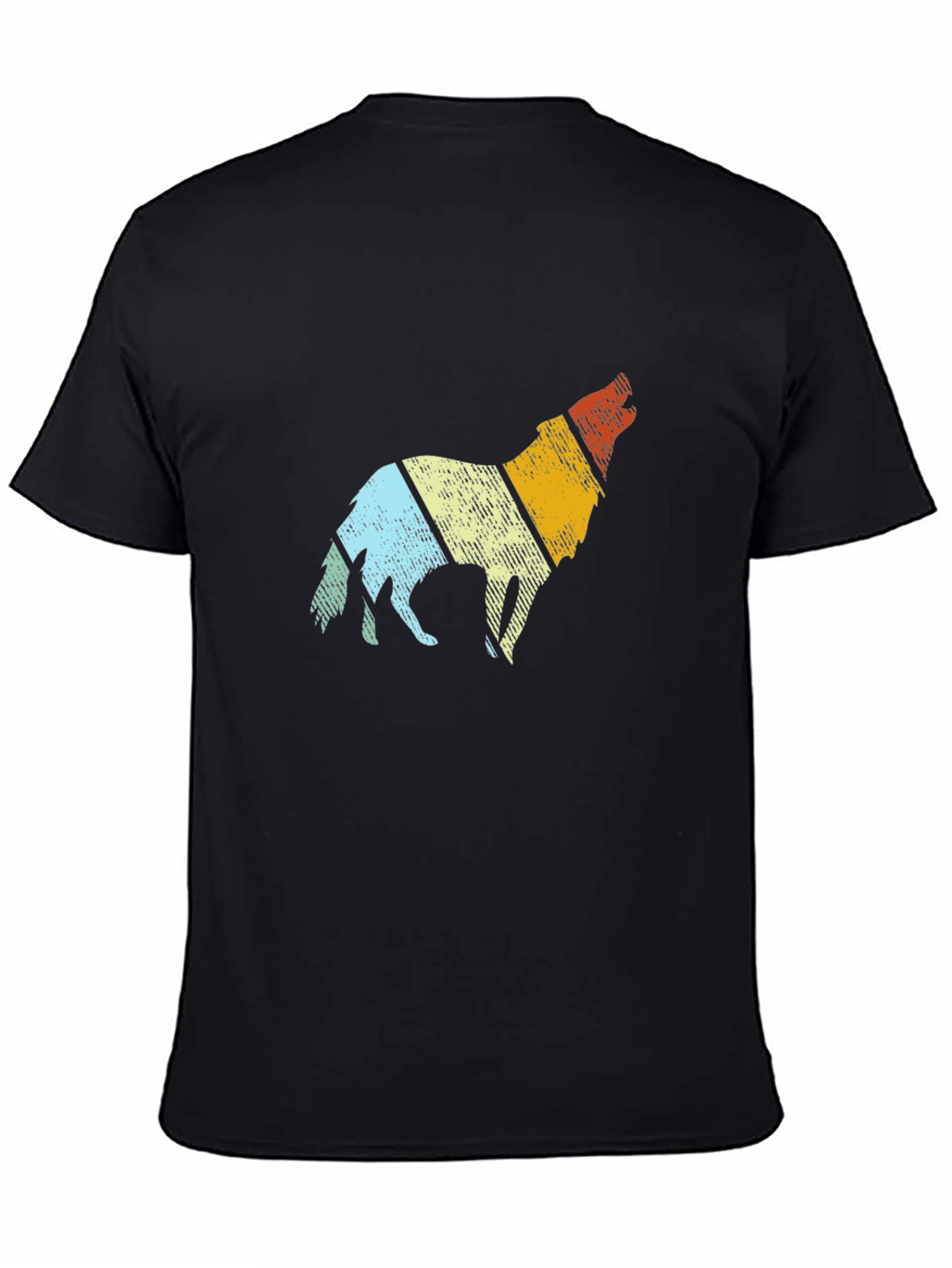 Retro Wolf Graphic Tee - Mens Black T-Shirt