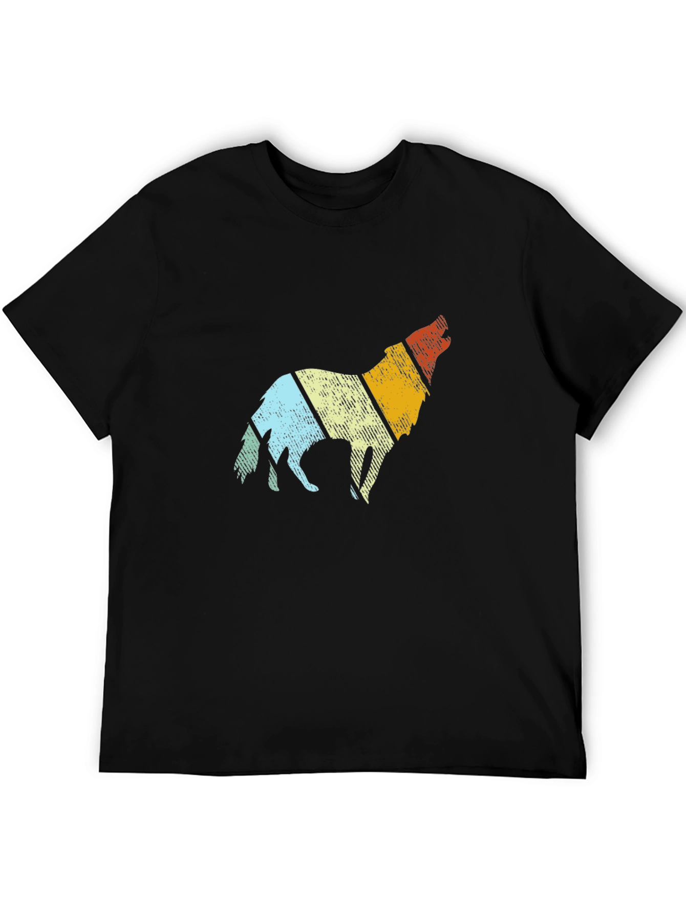 Retro Wolf Graphic Tee - Mens Black T-Shirt