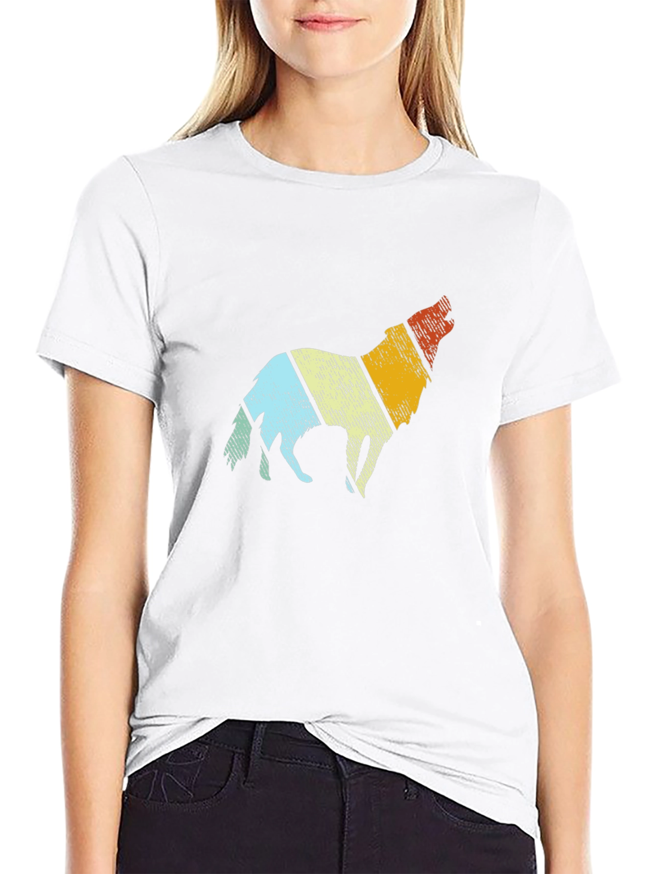 Retro Wolf Graphic Tee - Mens Black T-Shirt