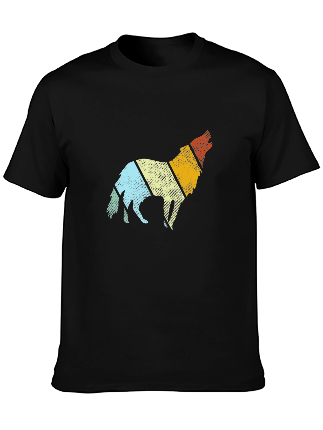 Retro Wolf Graphic Tee - Mens Black T-Shirt