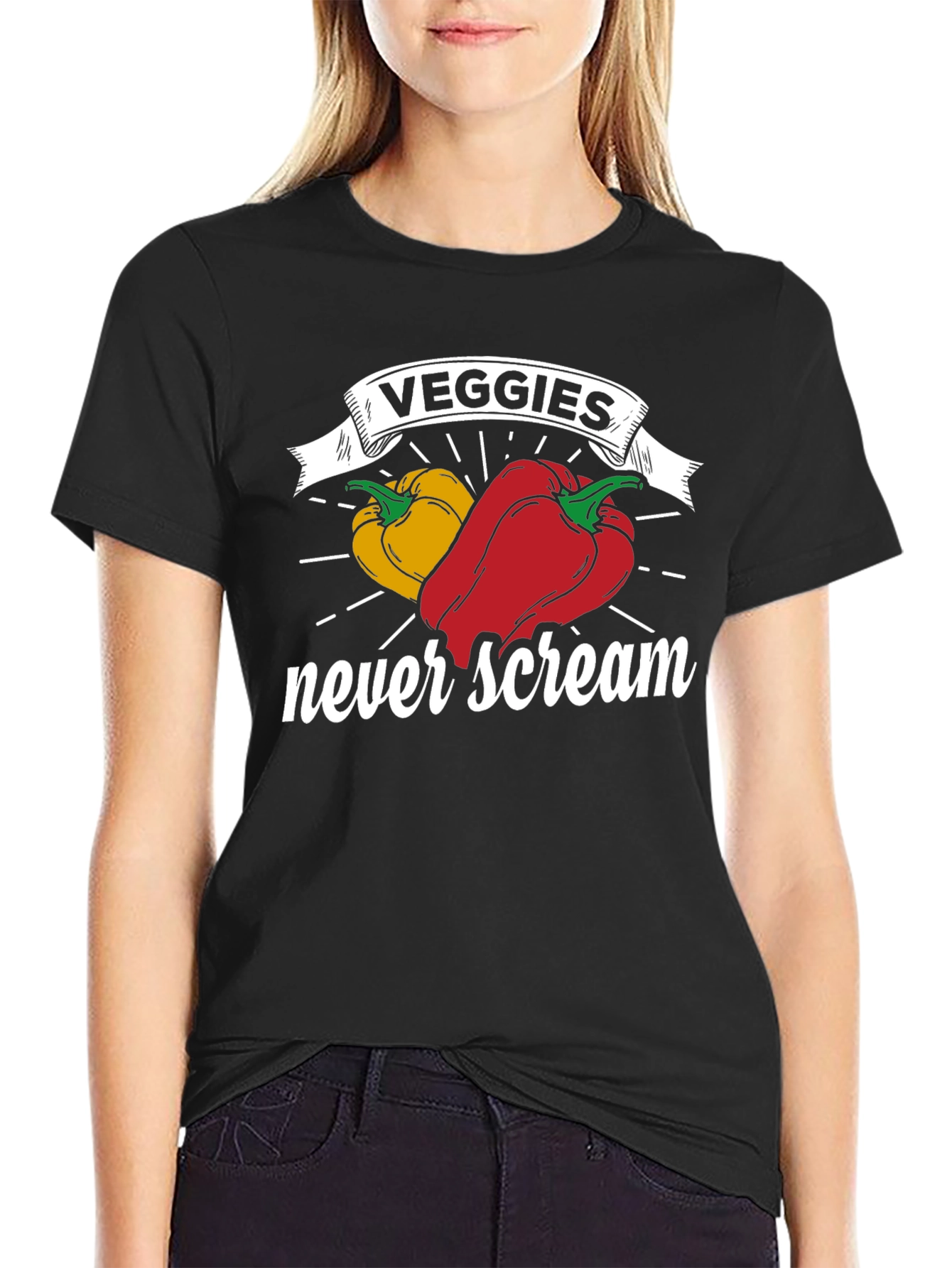 Veggies Never Scream Graphic Tee - Unisex Black T-Shirt
