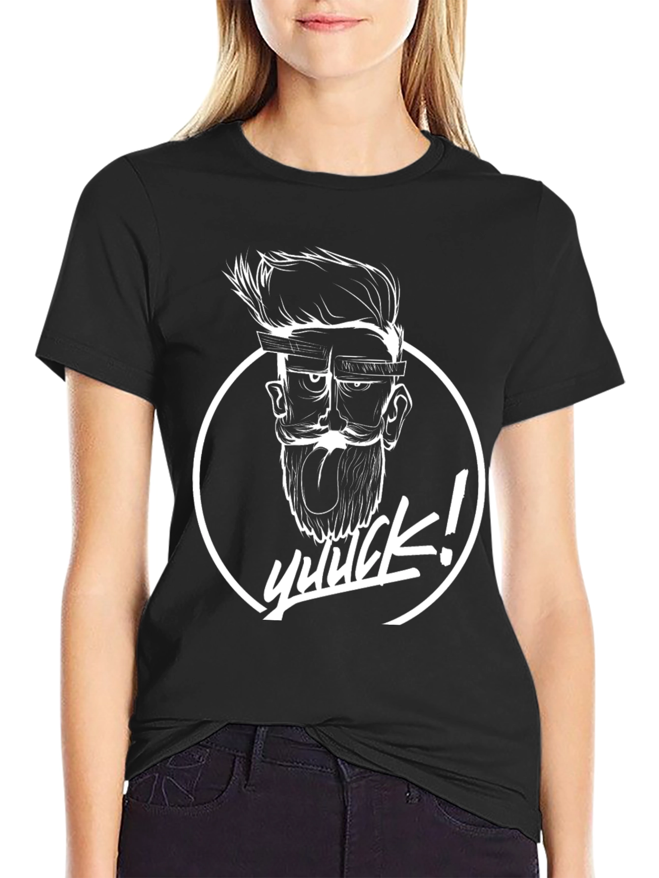 Whimsical YUUUCK! Graphic Tee - Black