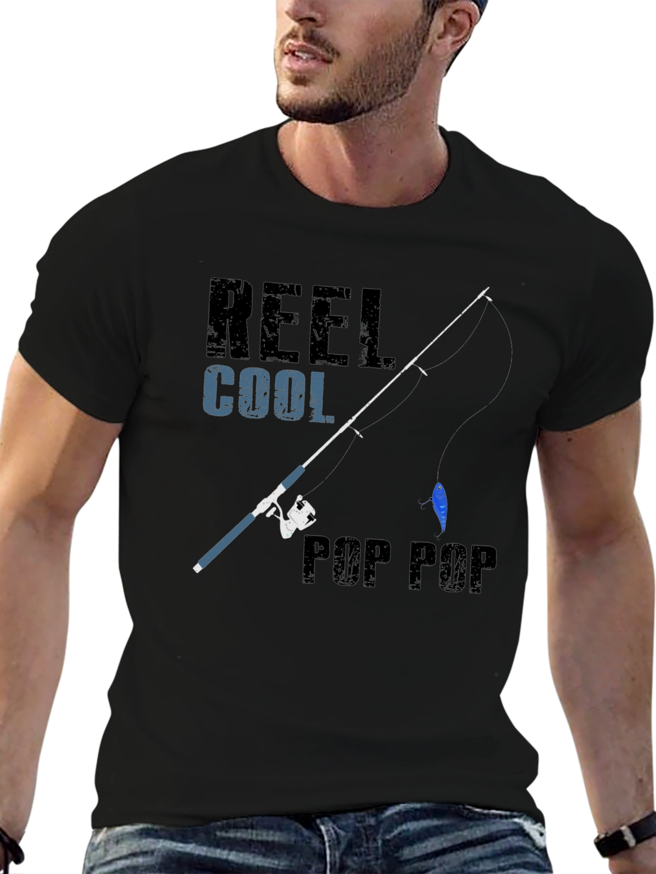 Reel Cool Pop Pop Fishing T-Shirt - Black