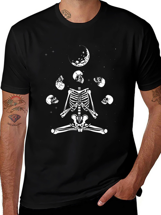Skeleton Yoga Moon Phase Graphic Tee