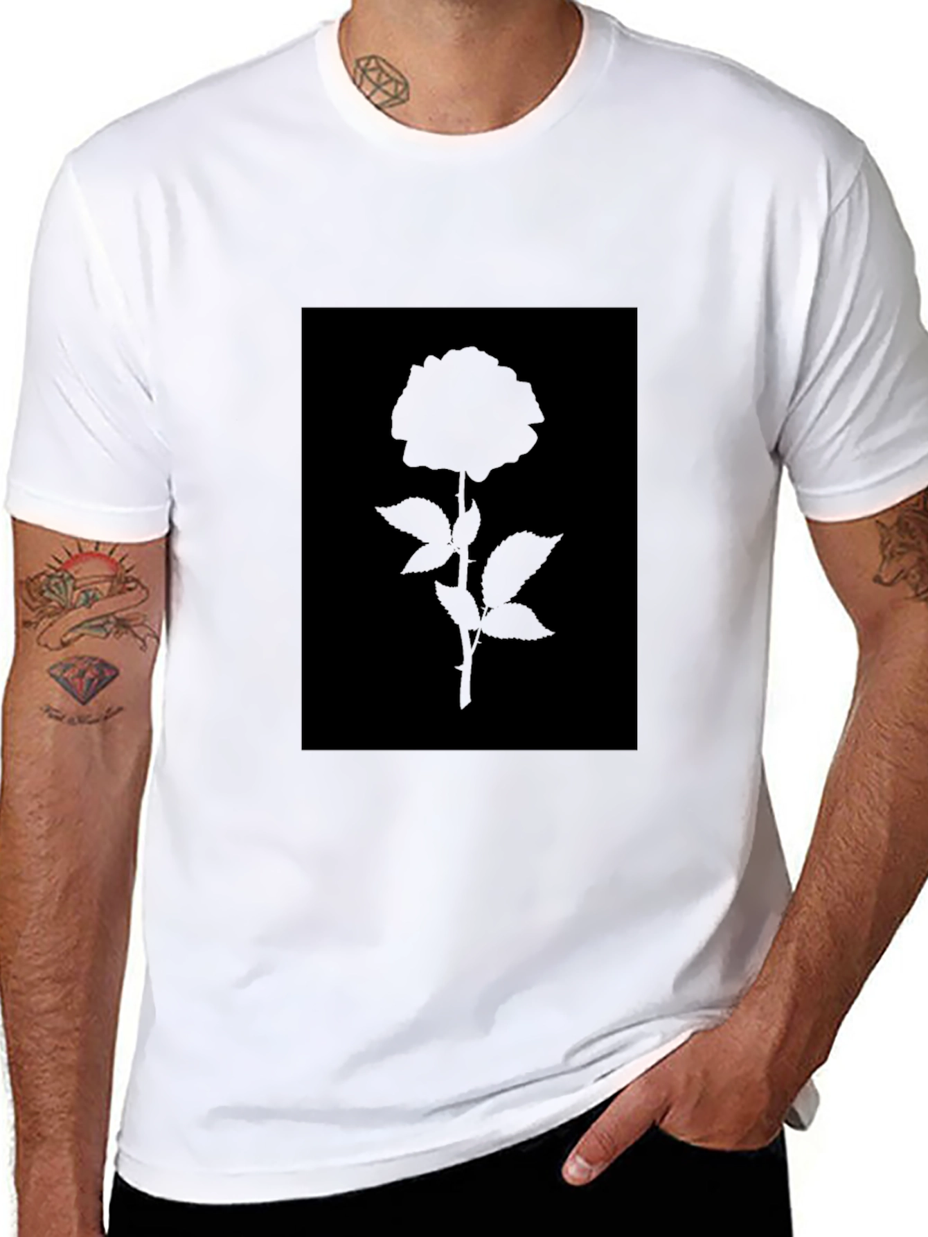 Black Rose Silhouette Graphic T-Shirt