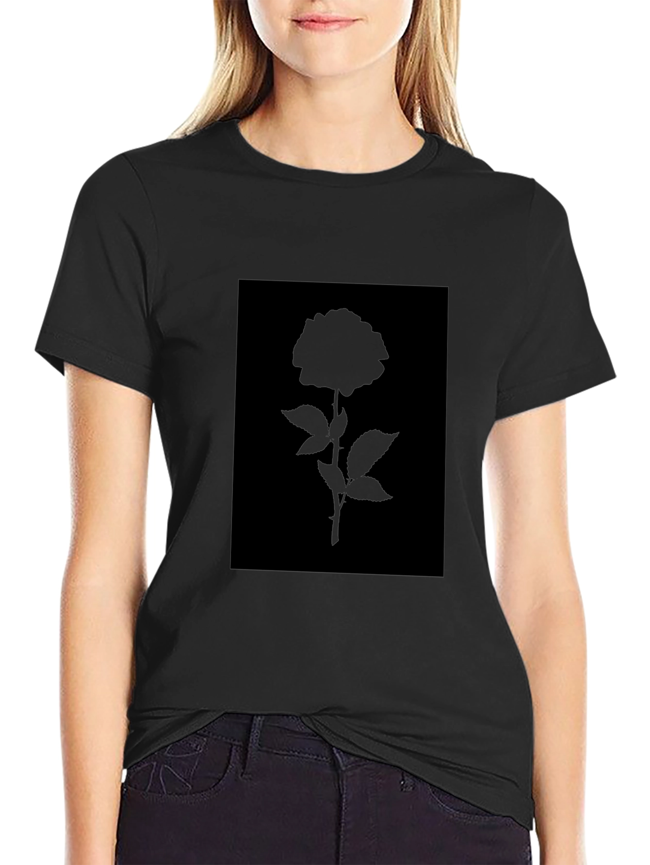 Black Rose Silhouette Graphic T-Shirt
