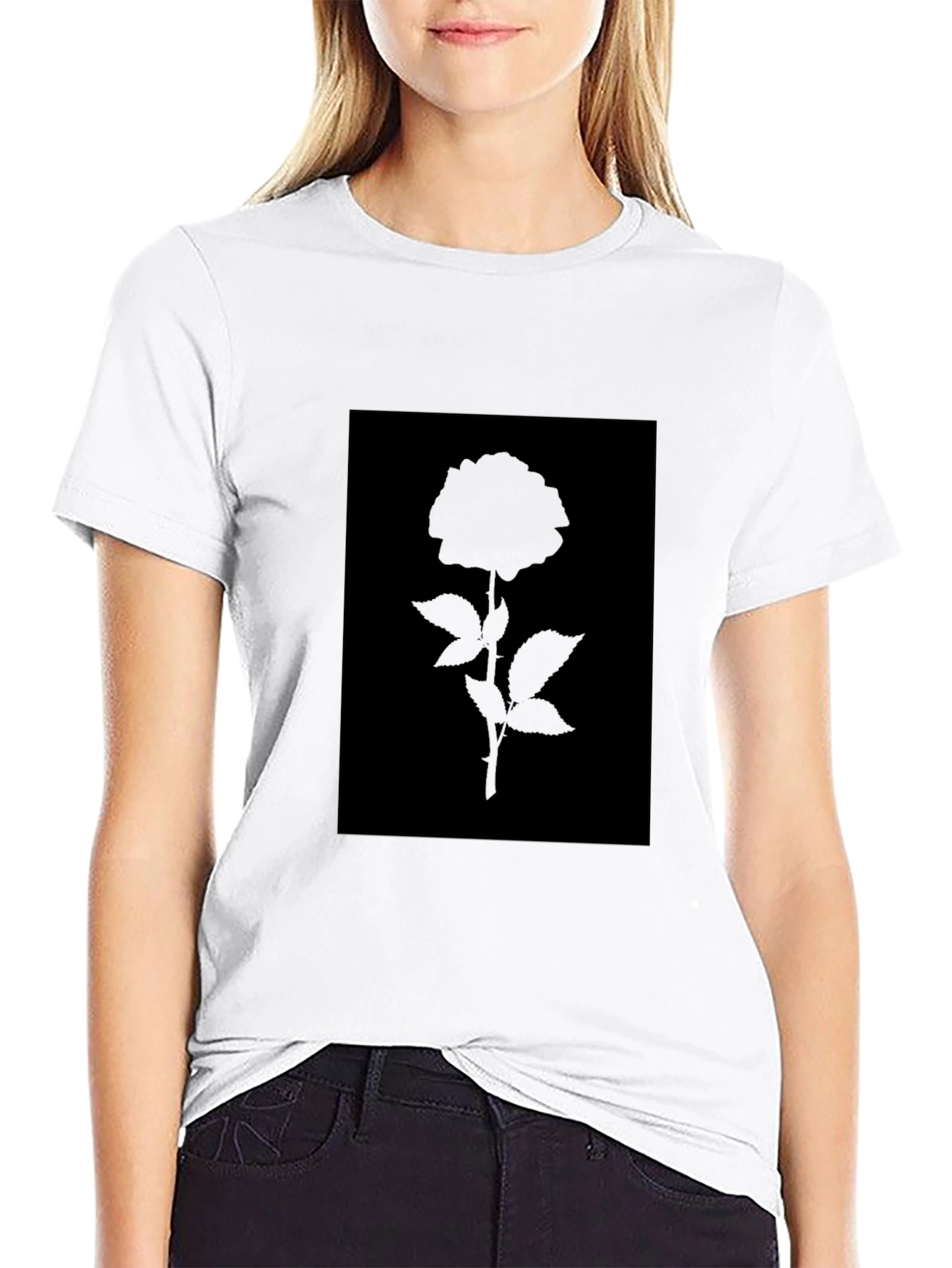 Black Rose Silhouette Graphic T-Shirt