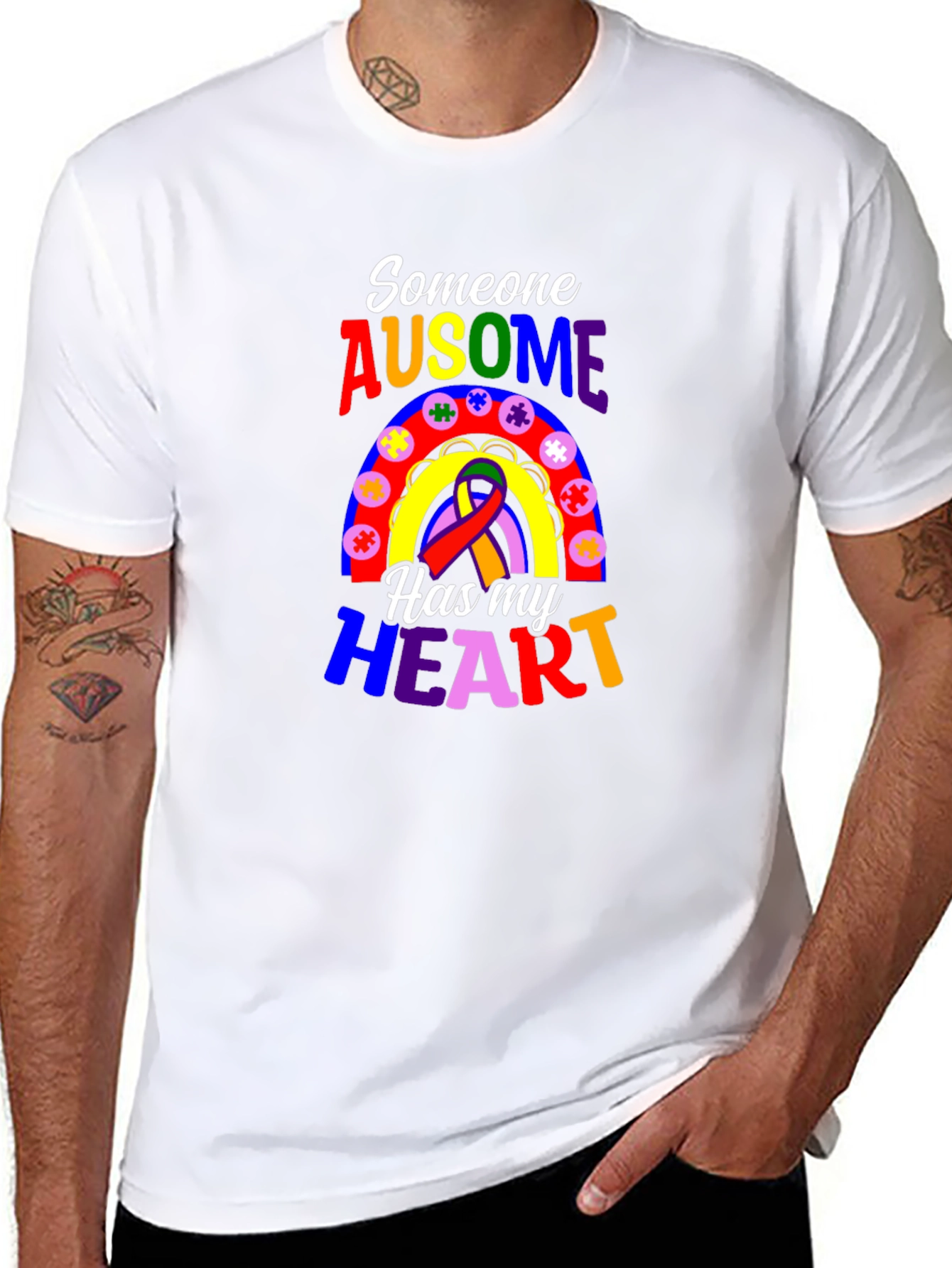 Autism Awareness T-Shirt - Someone Ausome Has My Heart
