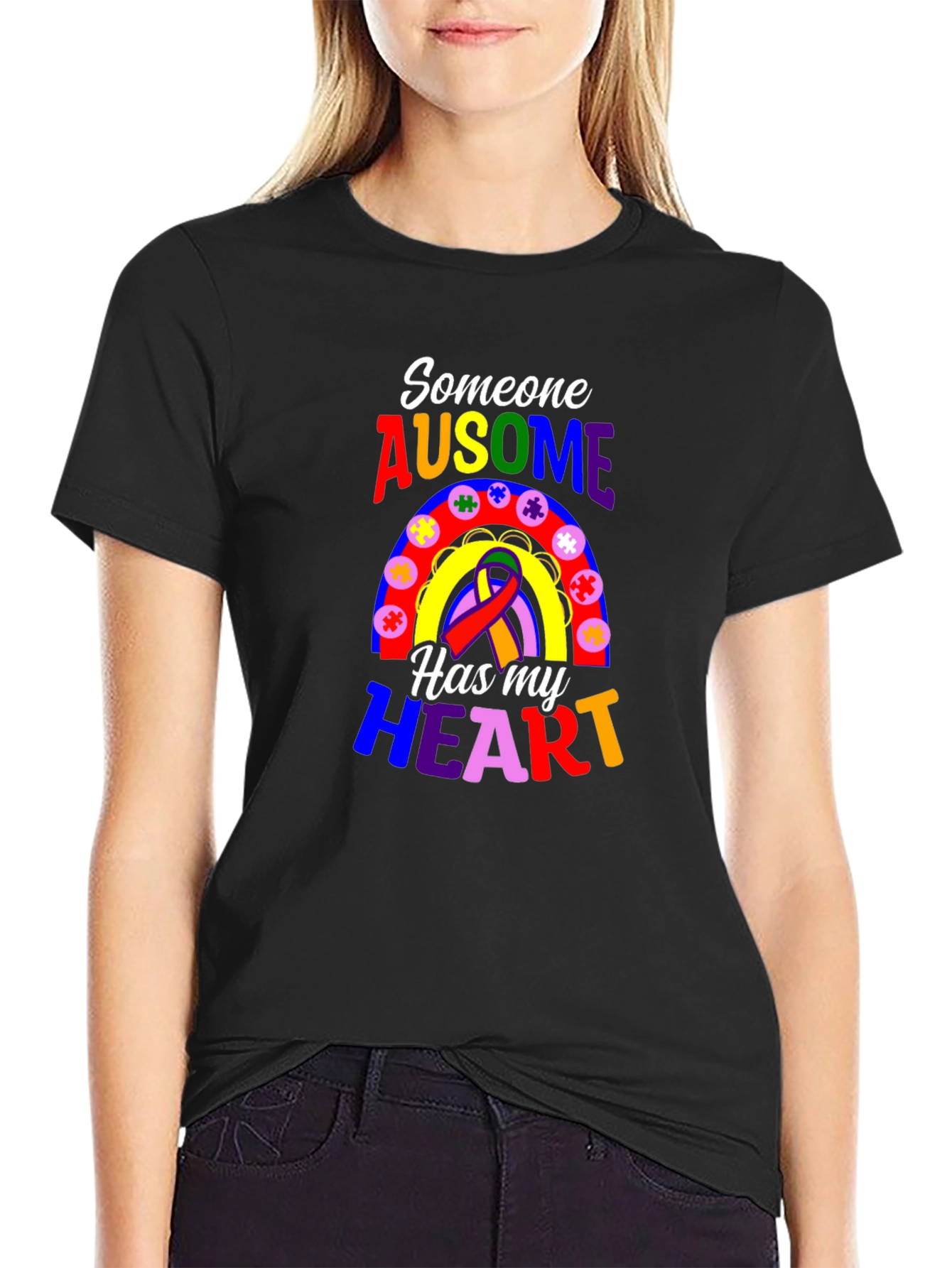 Autism Awareness T-Shirt - Someone Ausome Has My Heart