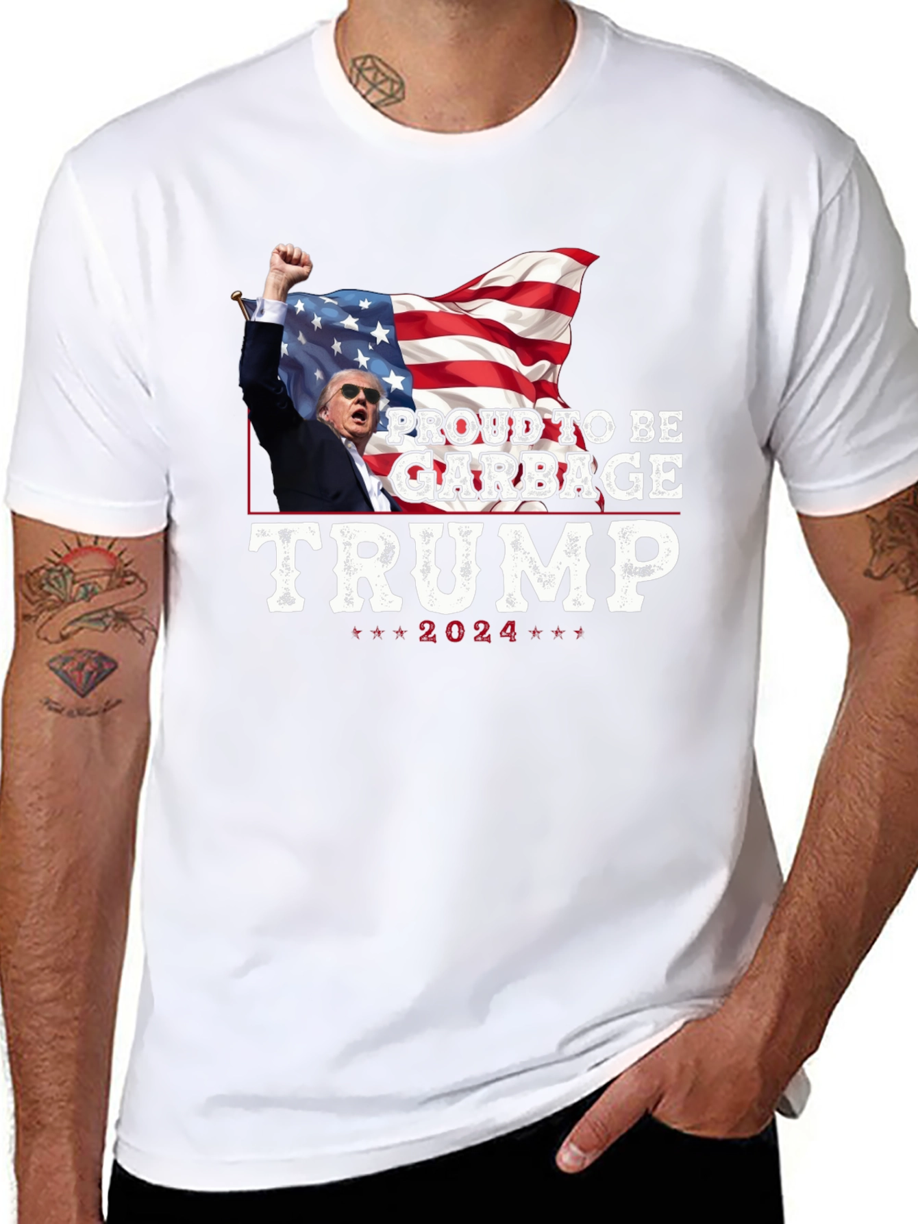 Proud To Be Garbage Trump 2024 Graphic Tee