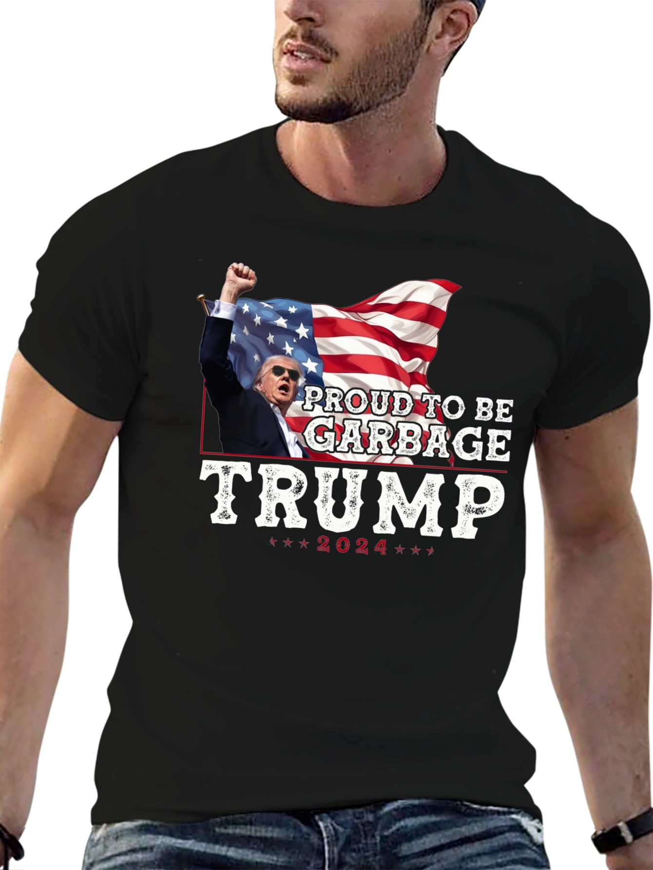 Proud To Be Garbage Trump 2024 Graphic Tee