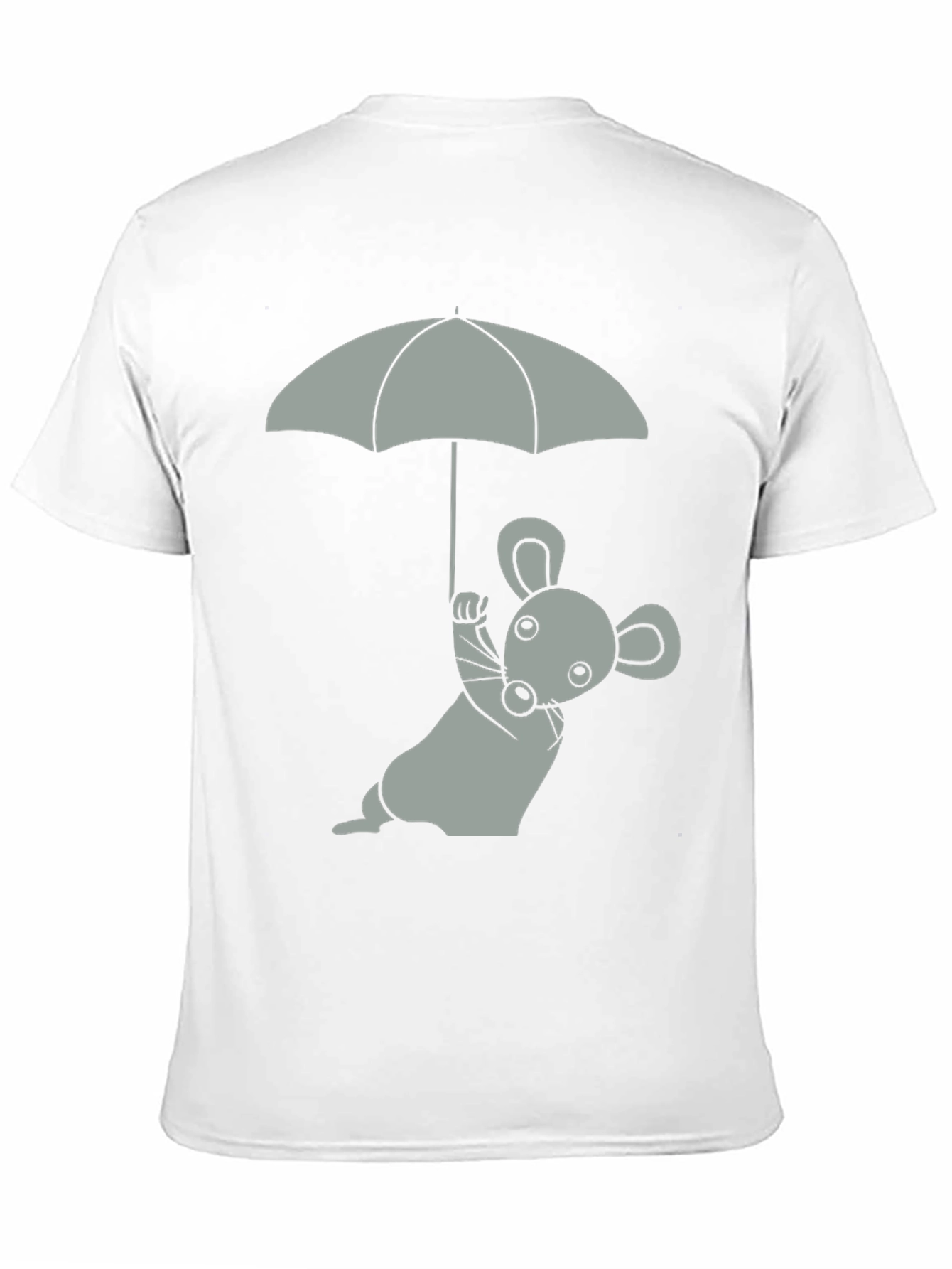 Whimsical Mouse & Umbrella Graphic T-Shirt - Black