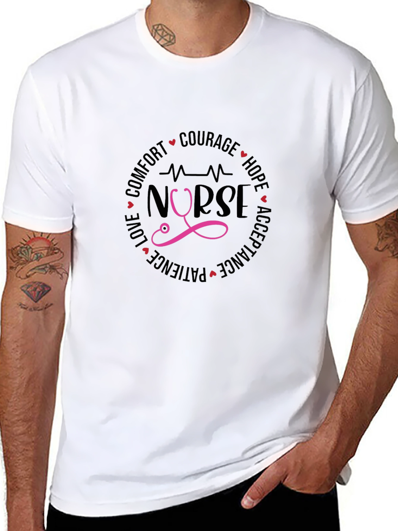 Nurse Heartbeat Stethoscope Graphic Tee