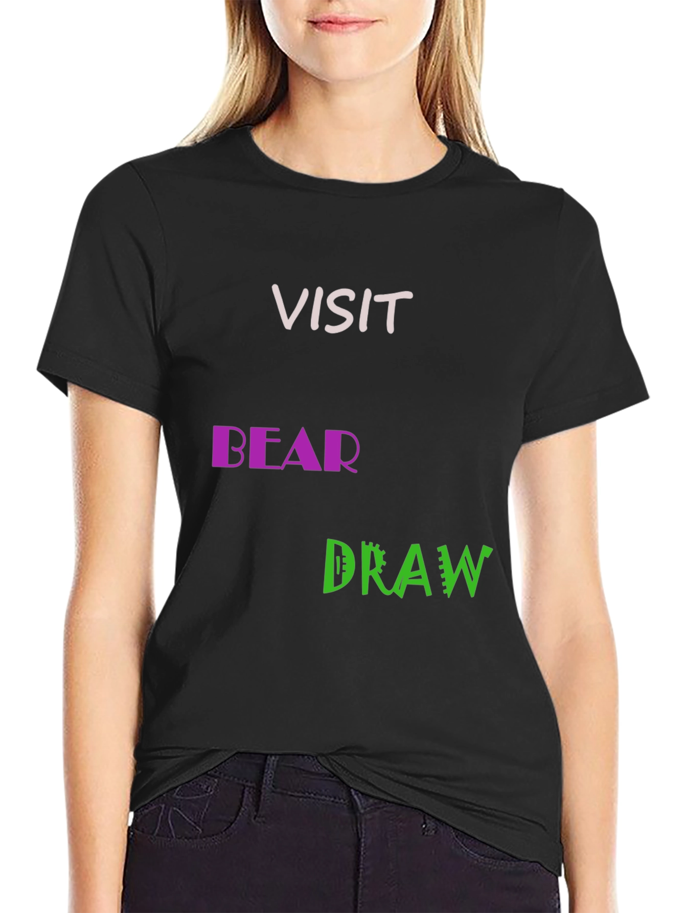 Visit Bear Draw Graphic Tee - Black