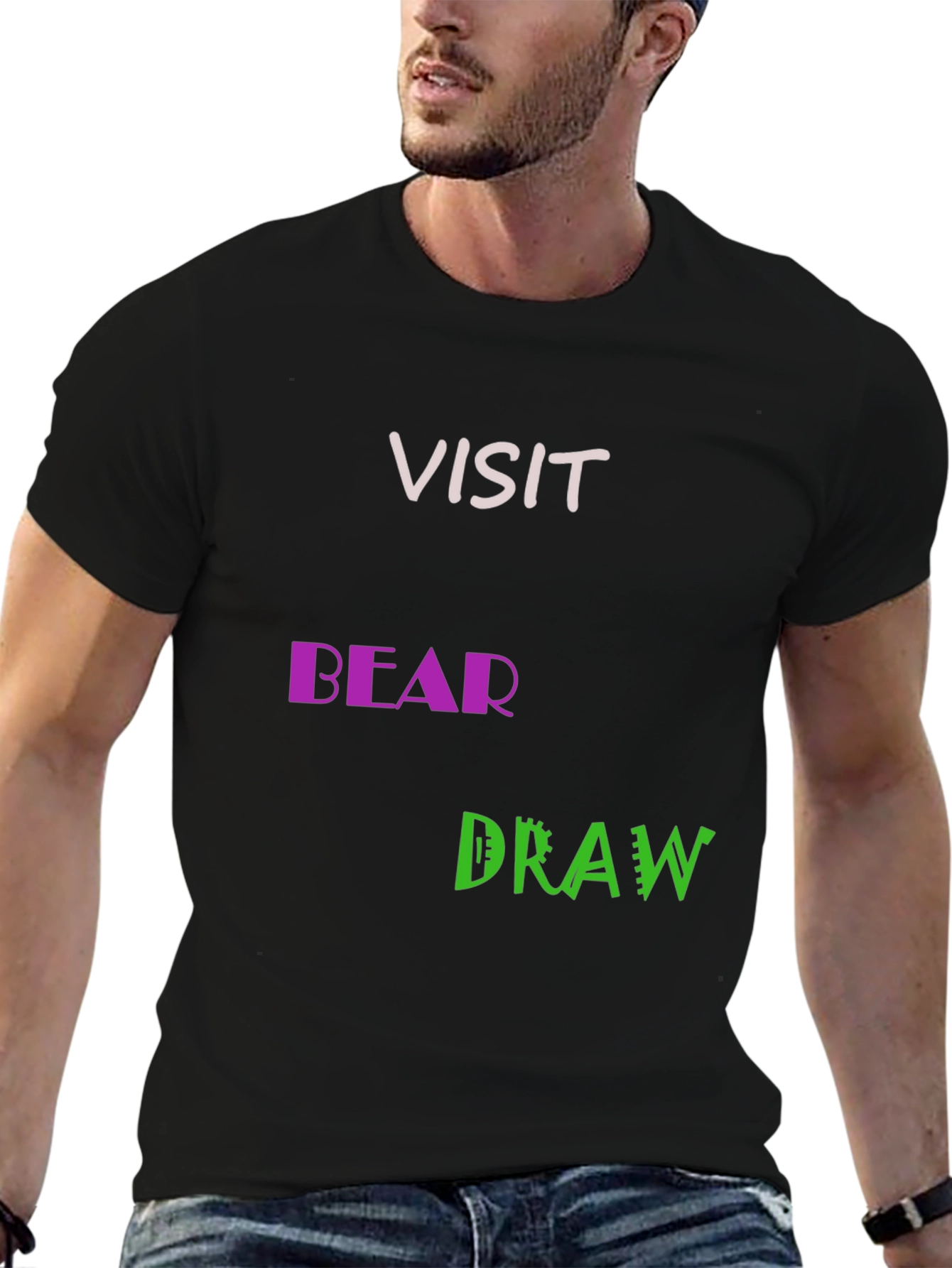 Visit Bear Draw Graphic Tee - Black