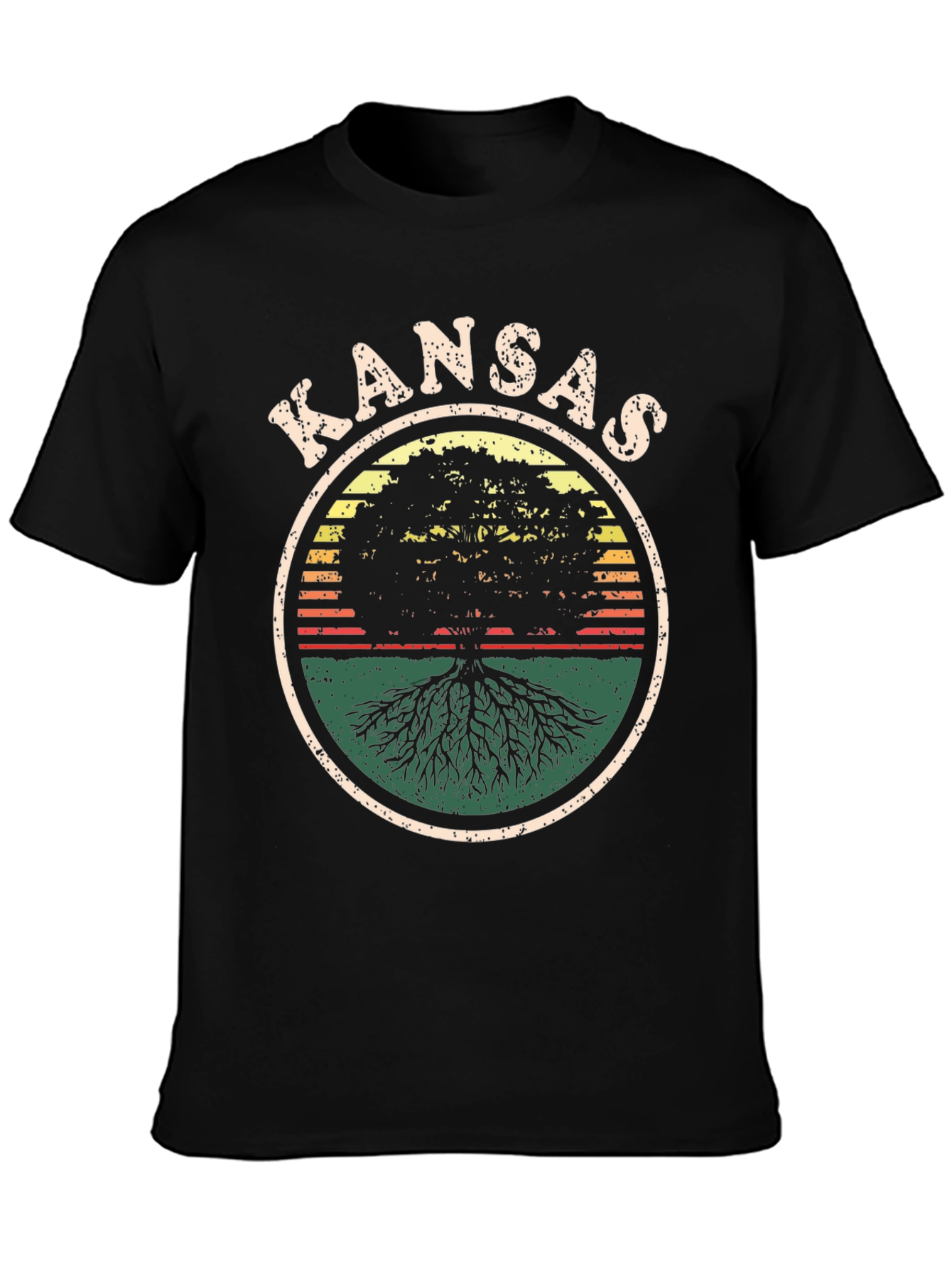 Kansas Tree Roots Graphic Tee - Unisex Black T-Shirt