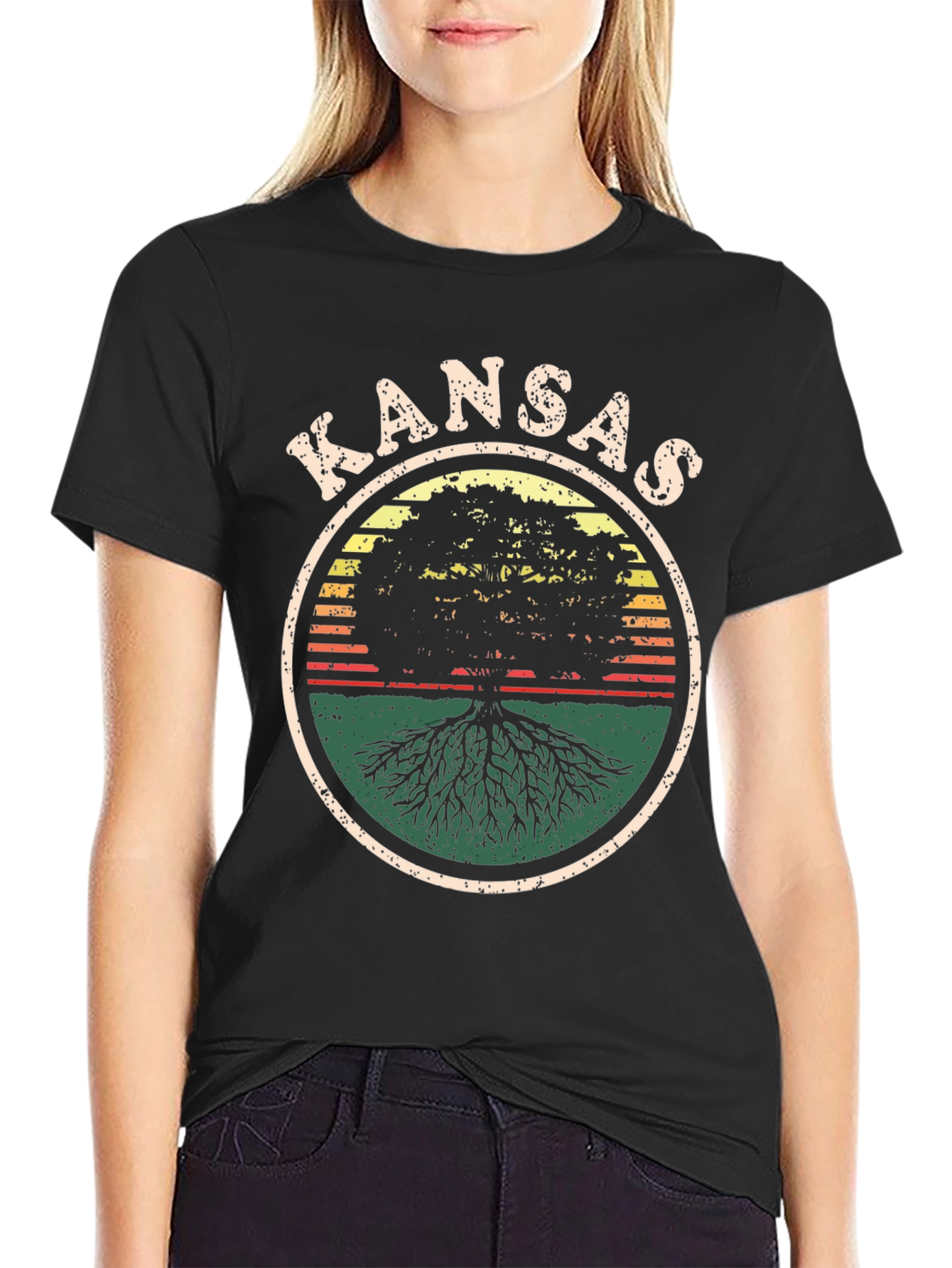 Kansas Tree Roots Graphic Tee - Unisex Black T-Shirt