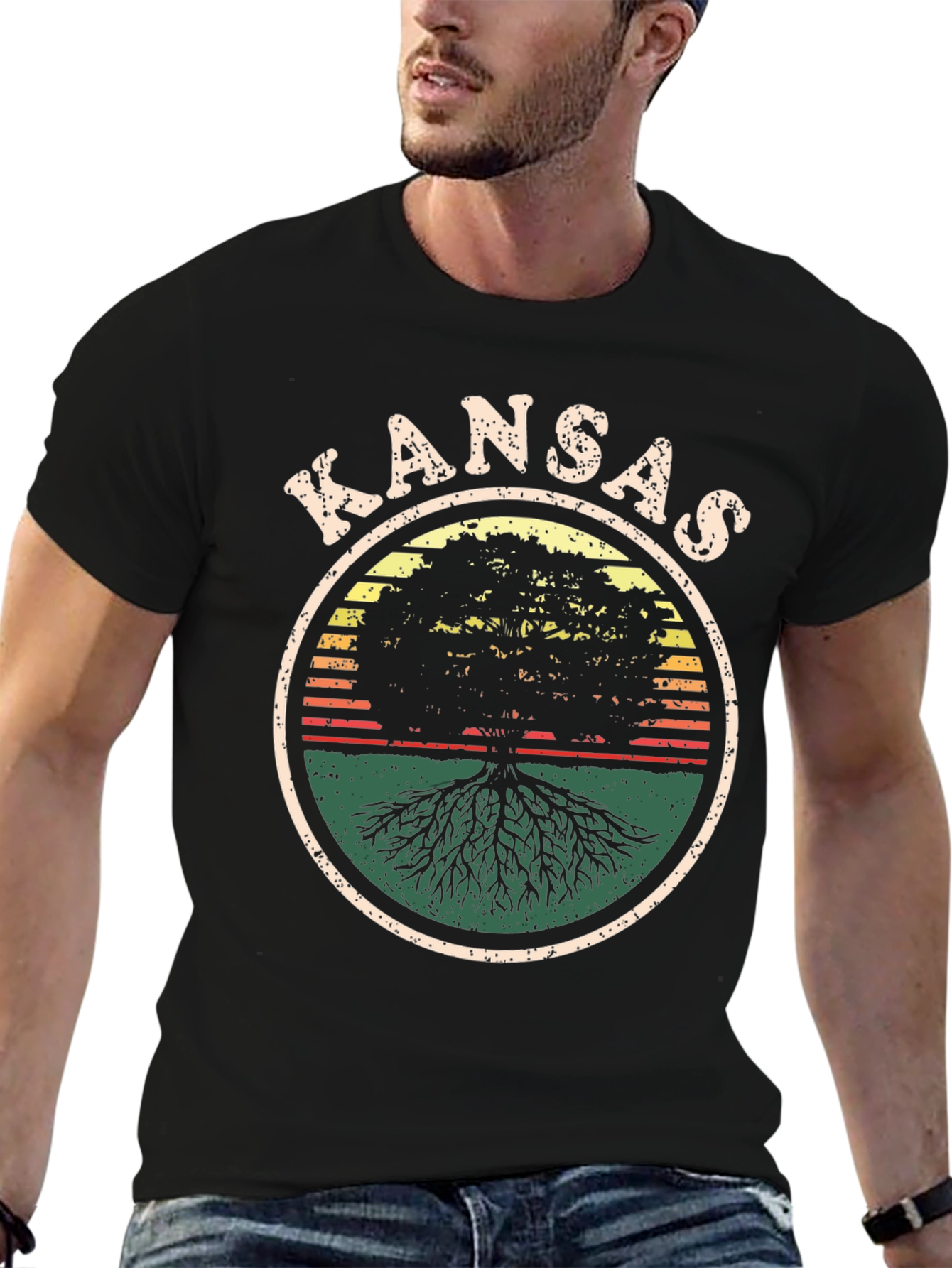 Kansas Tree Roots Graphic Tee - Unisex Black T-Shirt