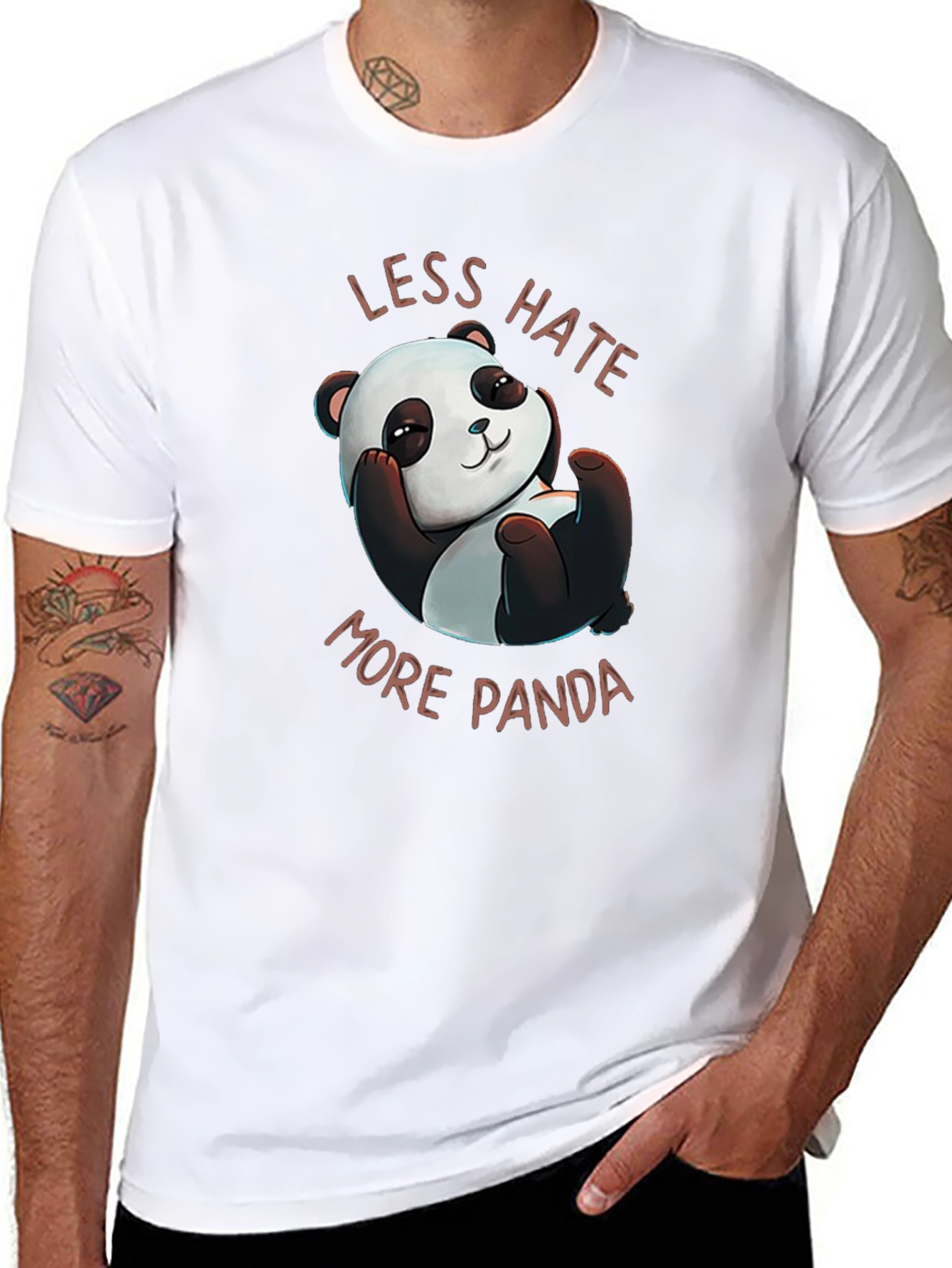 Less Hate More Panda Black T-Shirt