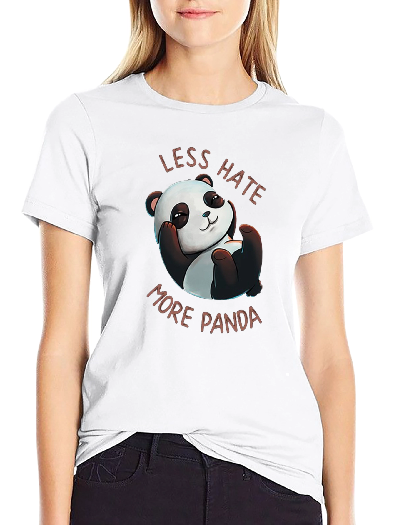 Less Hate More Panda Black T-Shirt