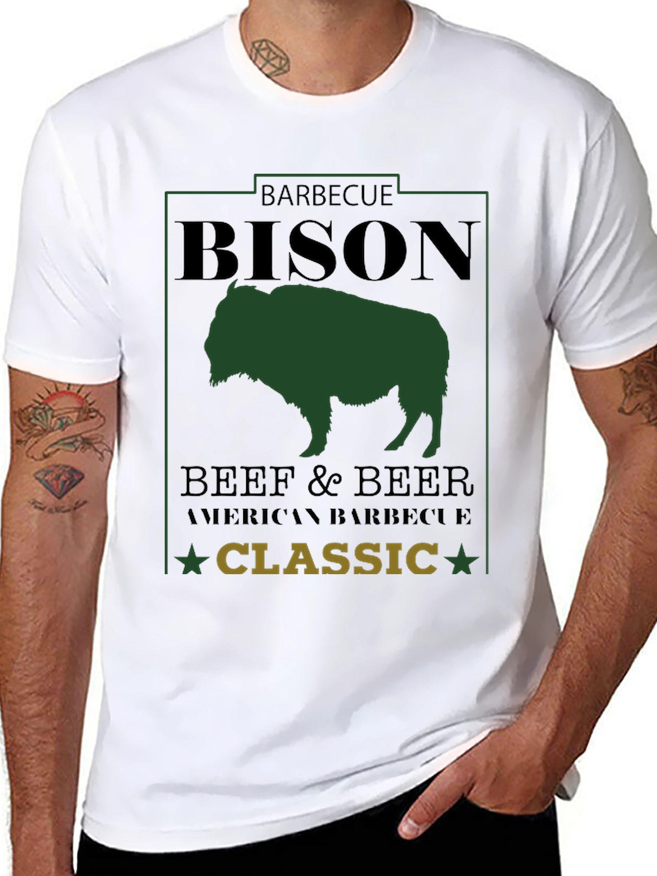 Bison Barbecue T-Shirt - Classic Beef & Beer Tee