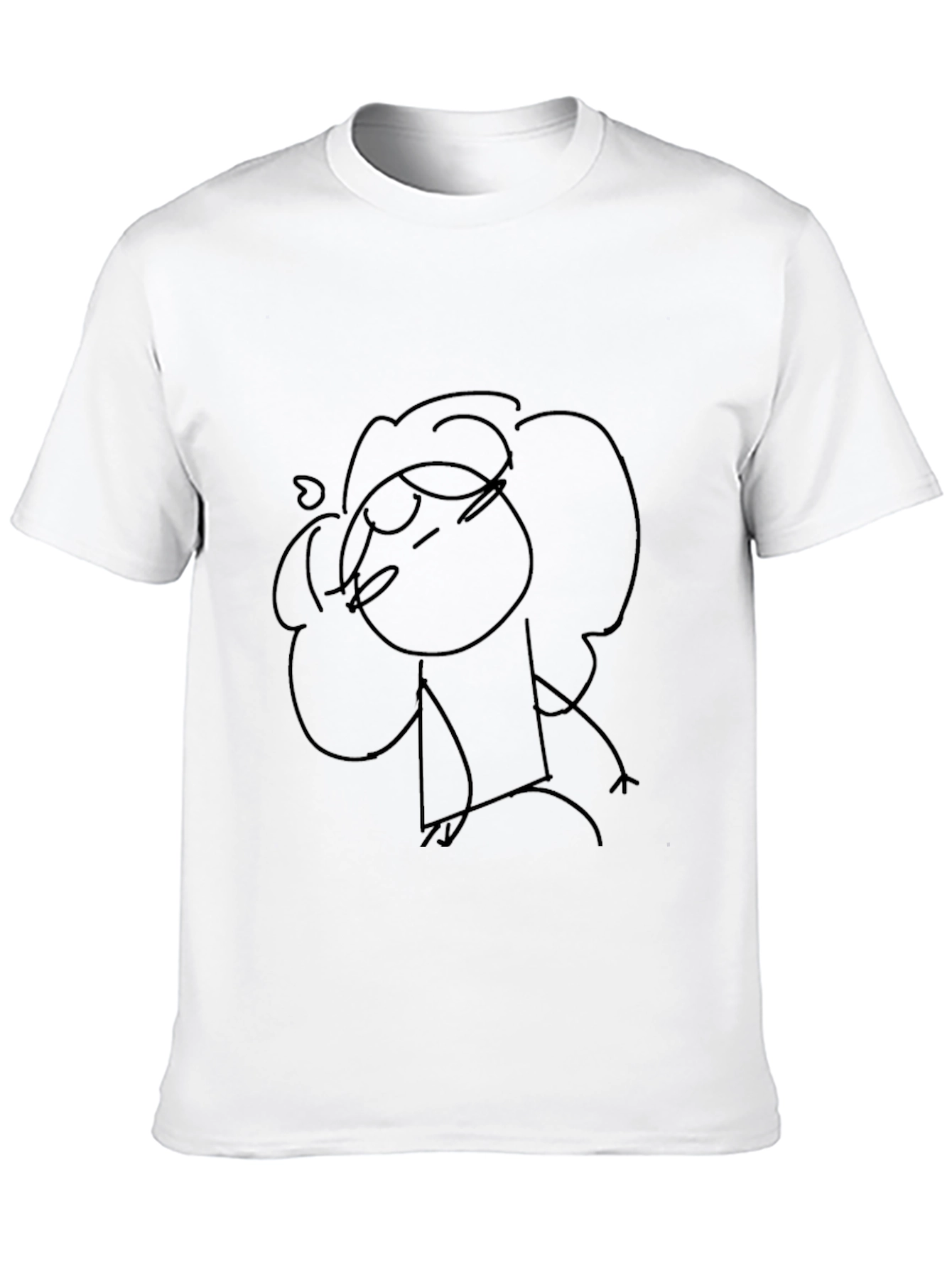 Sketchy Character Graphic Tee - Black Cotton Blend
